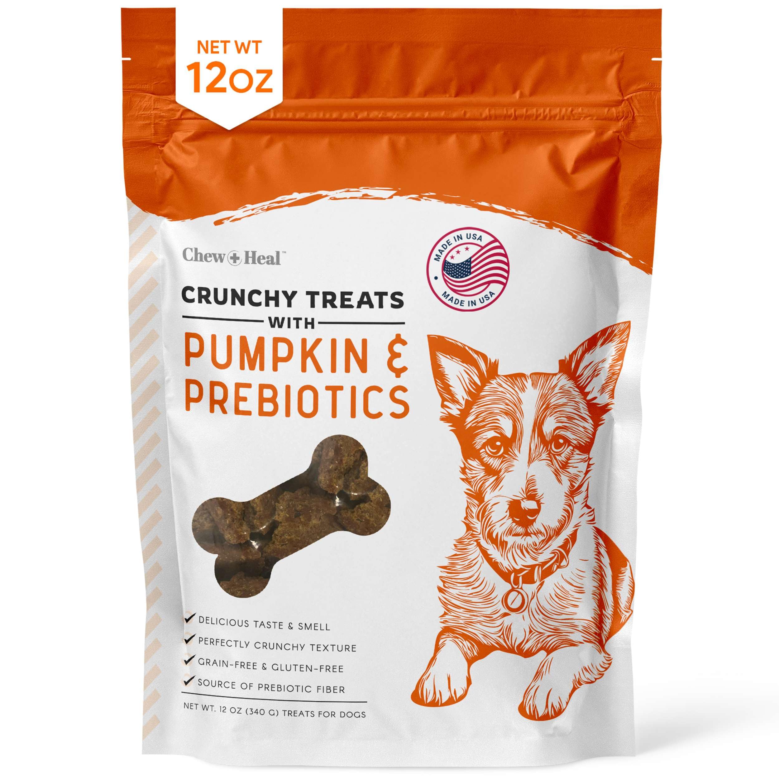 Chew + Heal Labs Crunchy Biscuits for Dogs - 12 oz of Healthy Dog Treats for Medium, Small, and Large Dog Breeds - Made with Pum