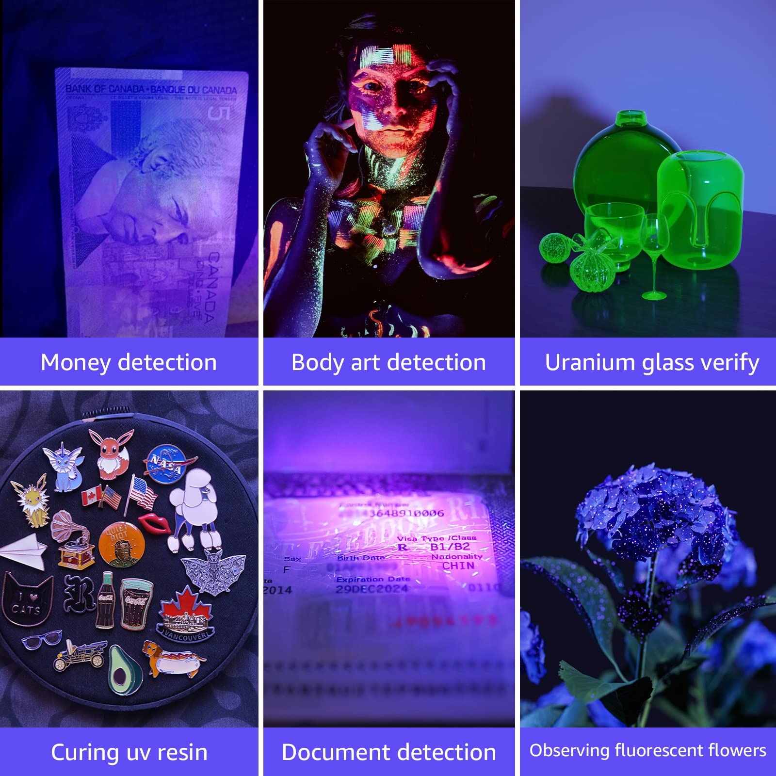 Le Black Light Flashlight, Small Uv Lights With 21 Leds, 395Nm, Ultraviolet Light Detector For Invisible Ink Pens, Pet Dog Cat Urine Stain And More, Aaa Batteries Included
