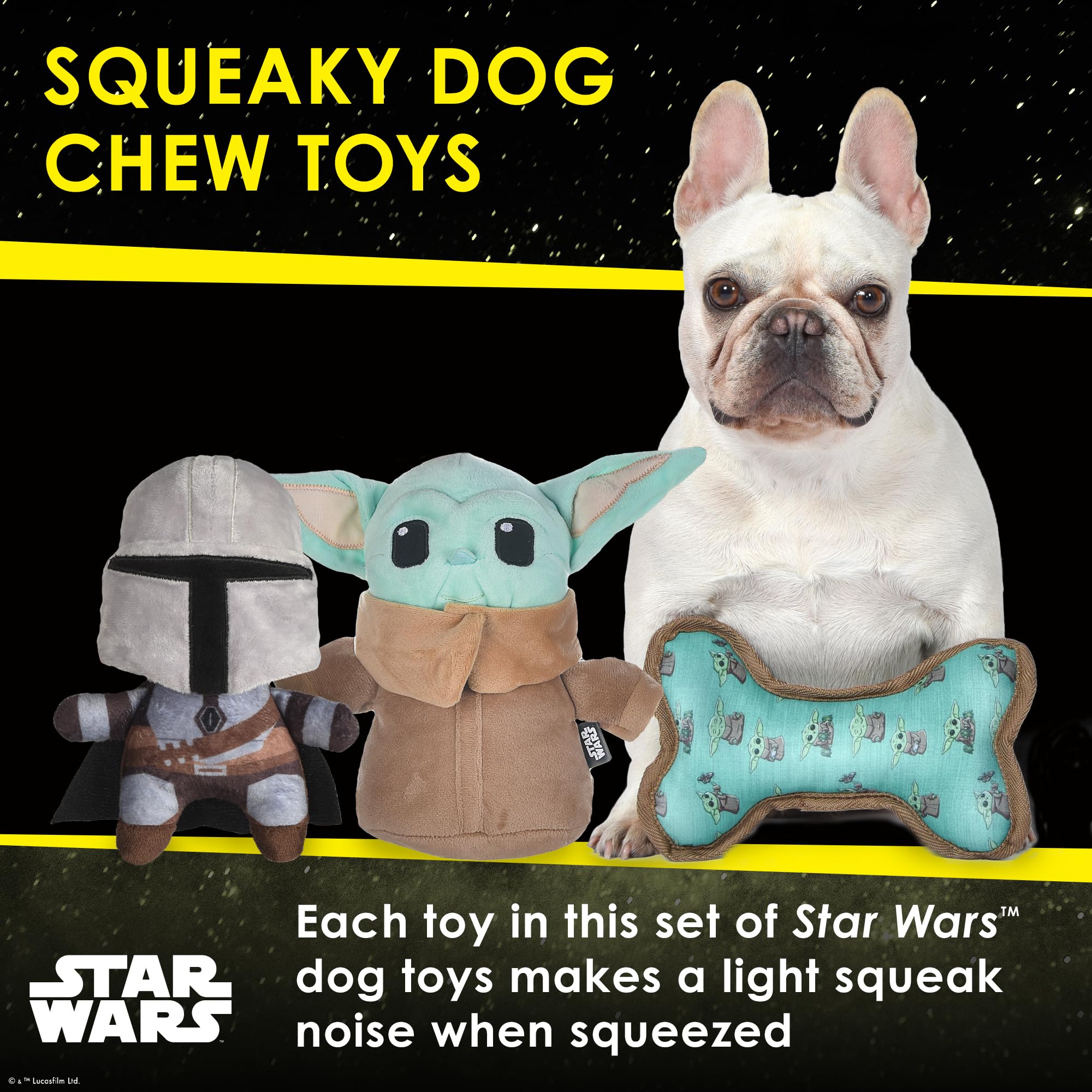 STAR WARS for Pets The Mandalorian 3 Piece Gift Set for Dogs, Includes 9 Mandalorian Plush, 9 GROGU Plush, and Oxford Bone Shape