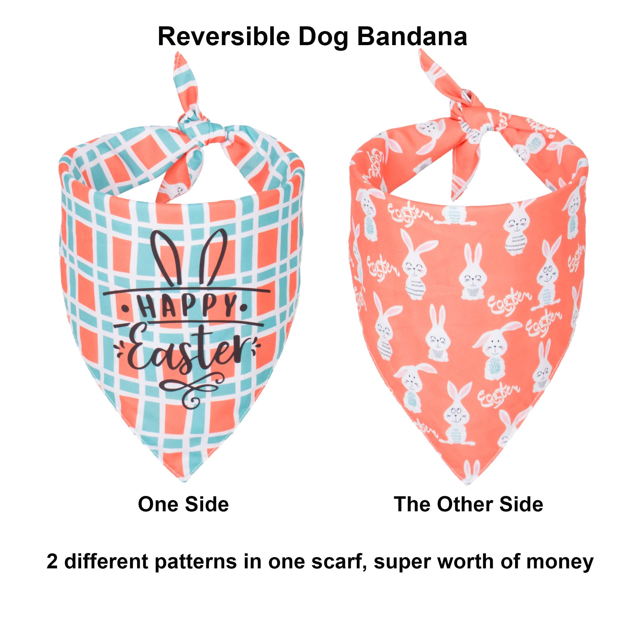 Adoggygo Easter Dog Bandana, Multiple Sizes Offered, Reversible Festival Pet Bandana Triangle Dog Scarf For Small Dogs Pets (Sma