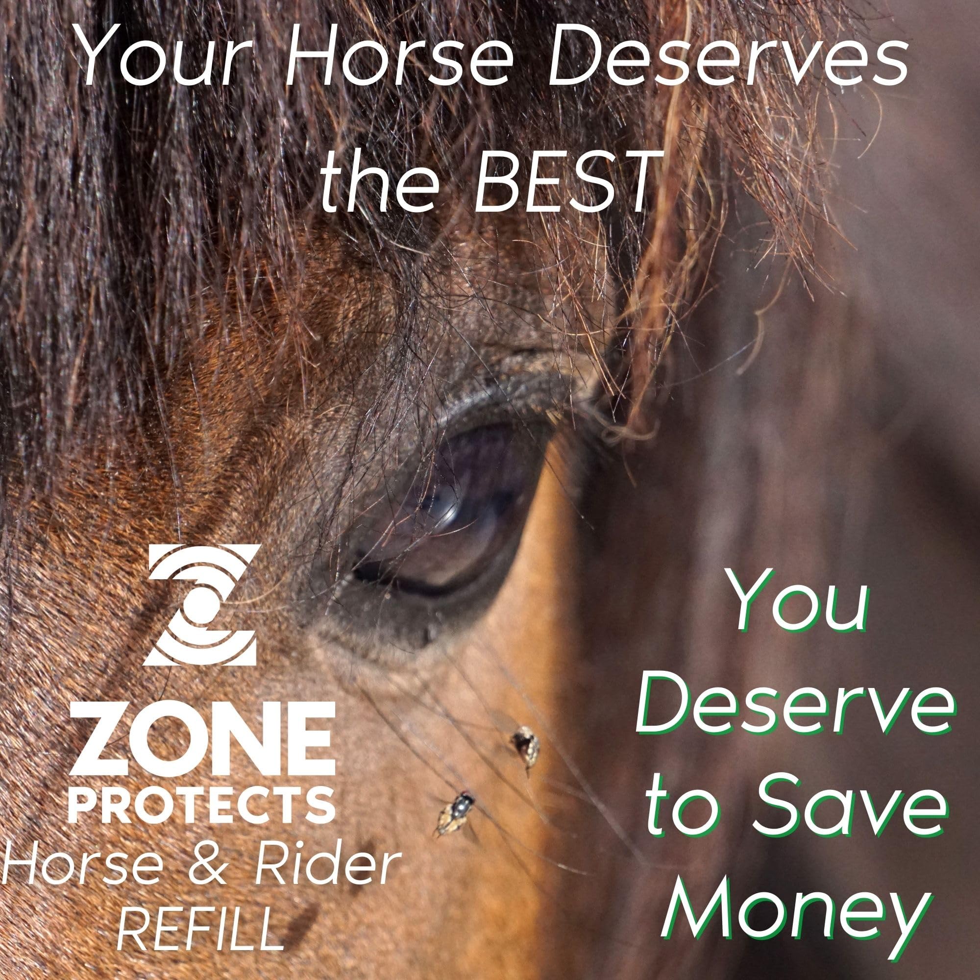 Zone Protects Horse & Rider Fly/Insect Repellent 32oz Refill; Picaridin Based, Light Fresh Scent, Masks Horse Hide; 12-Hr Proven
