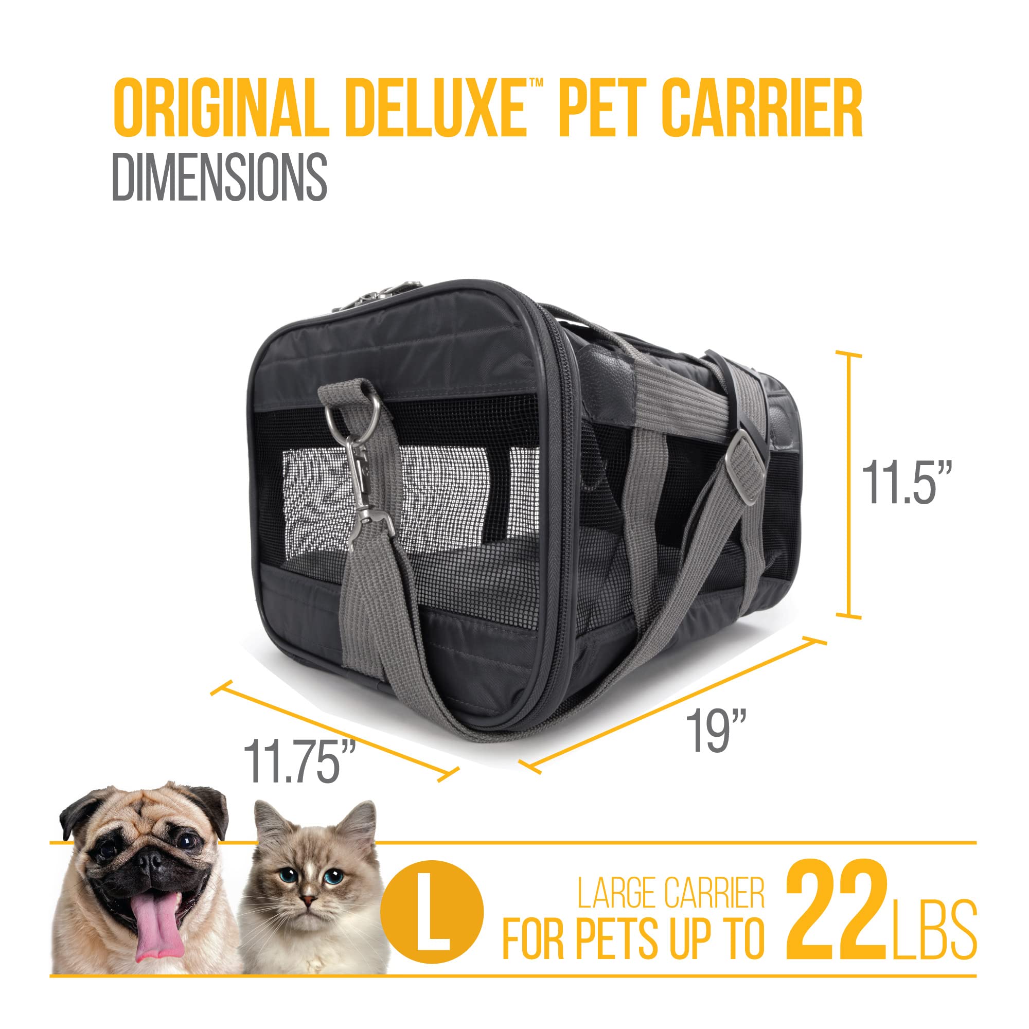Sherpa Original Deluxe Travel Pet Carrier, Airline Approved - Charcoal Gray, Large