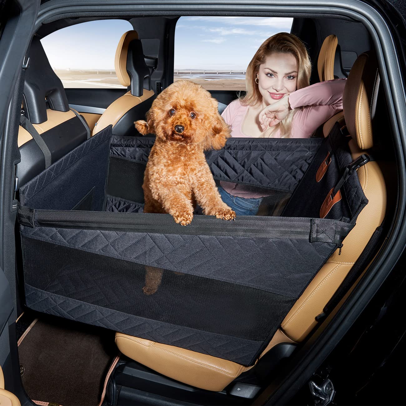 TKYZ Medium Dog Car Seat,Back Seat Extender for Dogs,Waterproof Large Dog Seat Cover for Backseat, Pet Bed for Car Hammock(Black
