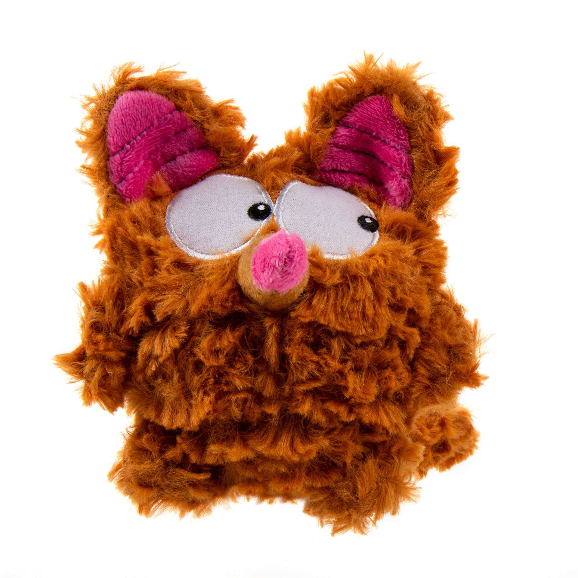 Godog Playclean Bush Squeaky Plush Dog Toy With Odor-Eliminating Essential Oils, Chew Guard Technology - Brown, Small
