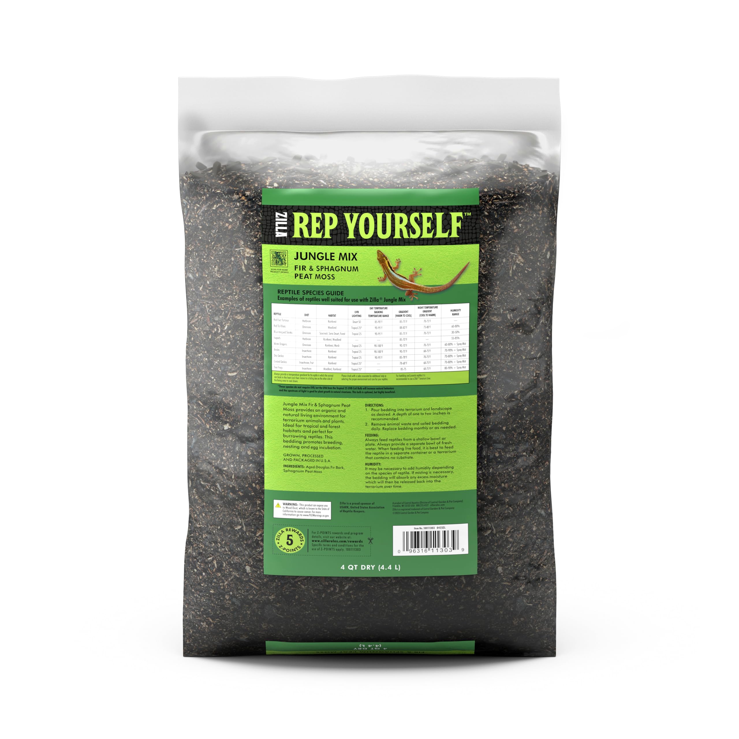 Zilla Jungle Mix Premium Reptile Bedding - 4 Qt