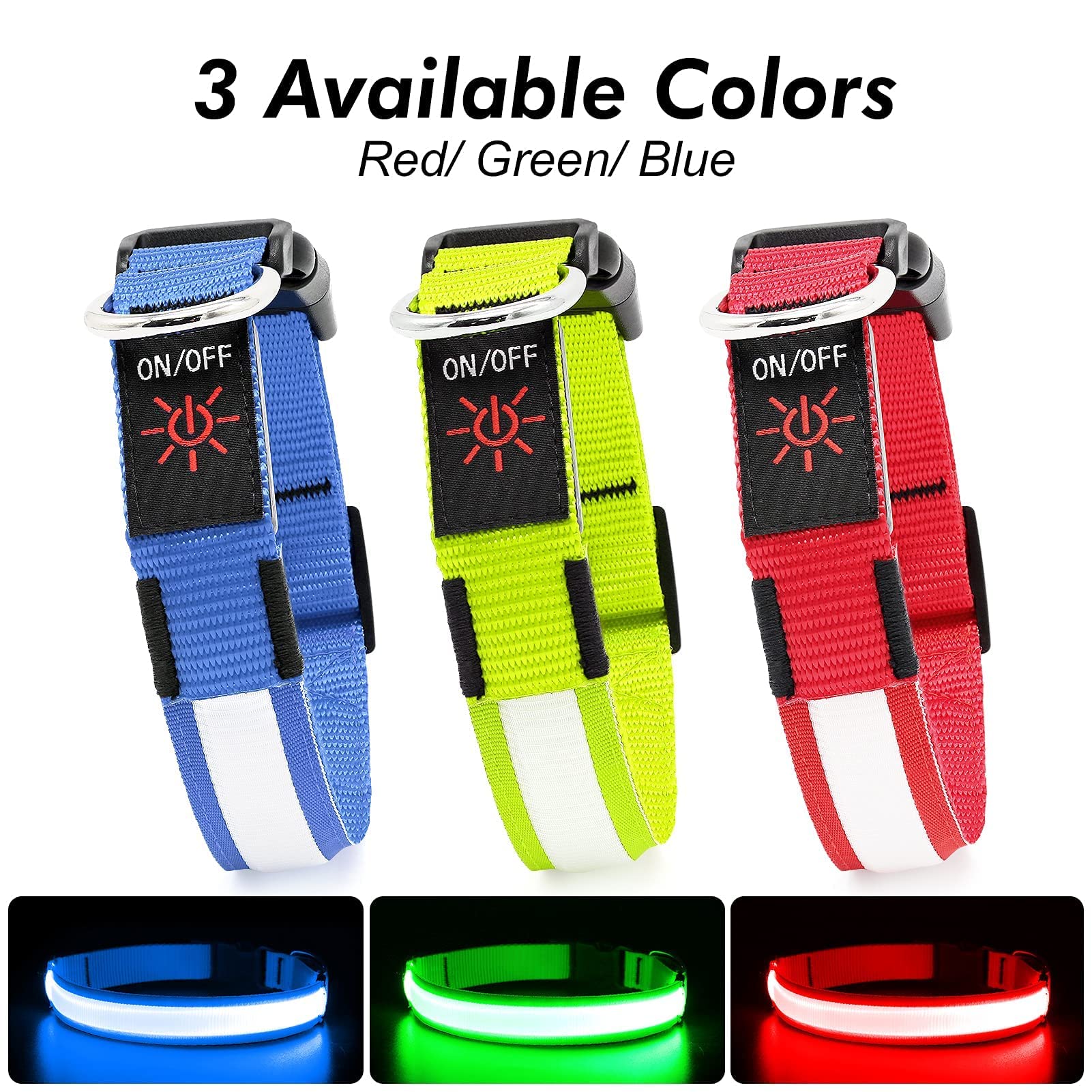 Bseen Light Up Dog Collar - Rechargeable Led Dog Collar - Water-Resistant Reflective Puppy Collars- Glow In The Dark Christmas Dog Lights For Night Walking (Ruby Red, Medium)