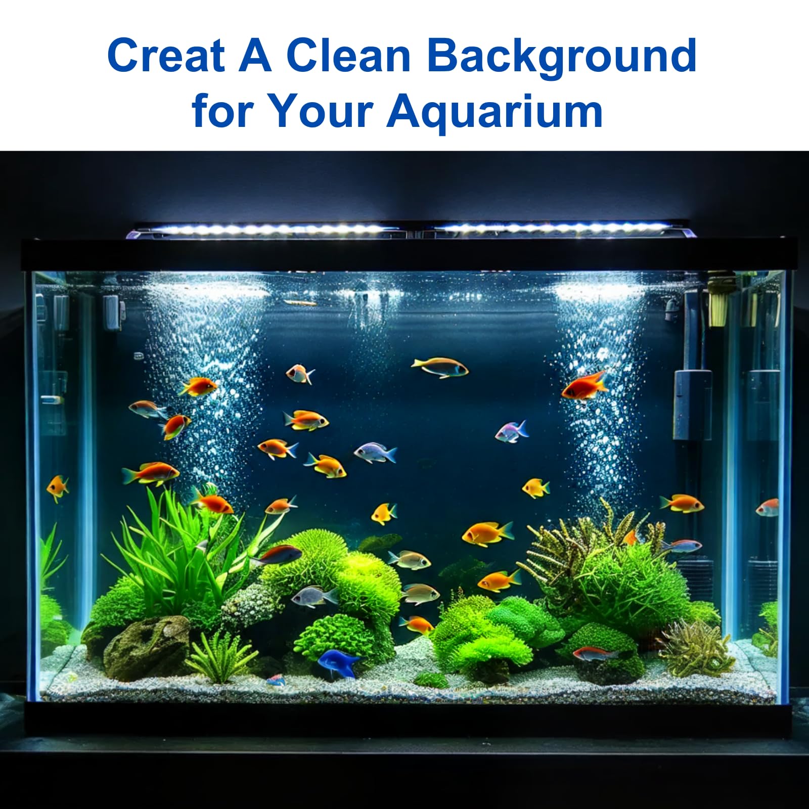 ELEBOX Aquarium Background Blue Black Fish Tank Background Picture 2 Sides Fish Backdrop for Aquarium Wallpaper 12x 32