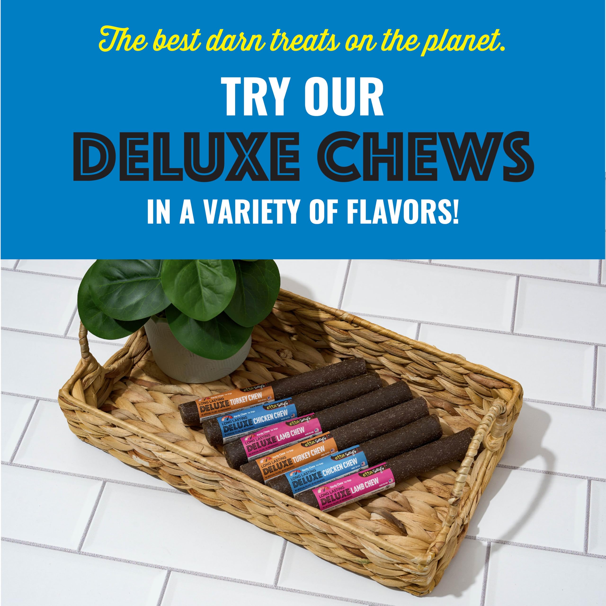 etta says! Deluxe Chews for Dogs - Lamb Dog Treats - Made and Sourced in The USA, Grain-Free, Easy to Digest, Wont Stain Carpet