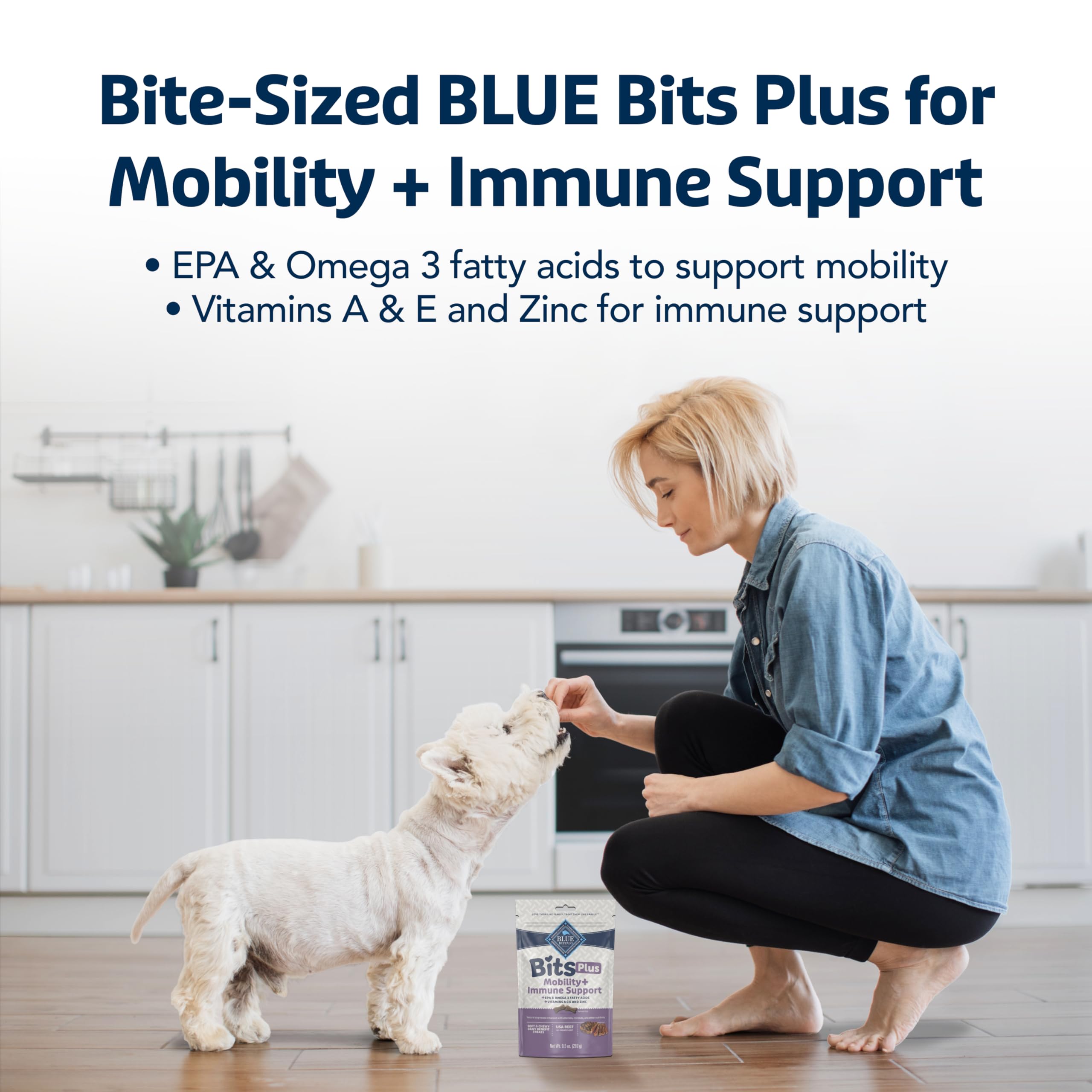 Blue Buffalo Blue Bits Plus Mobility and Immune Support Soft Dog Treats, Beef, 9.5-oz. Bag