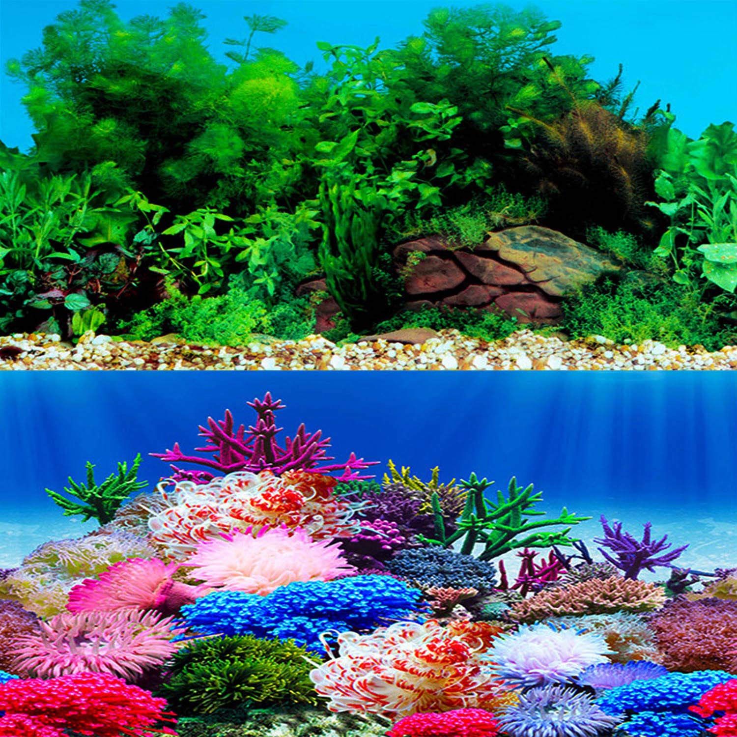 ELEBOX New 20 x 48 Fish Tank Background Stickers Wallpaper 2 Sided Seaweed Water Plants Aquarium Background Decoration