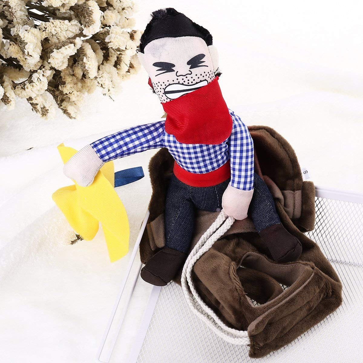 Ismarten Cowboy Rider Dog Costume For Dogs Outfit Knight Style With Hat Pet Costume For Halloween Day (Medium)