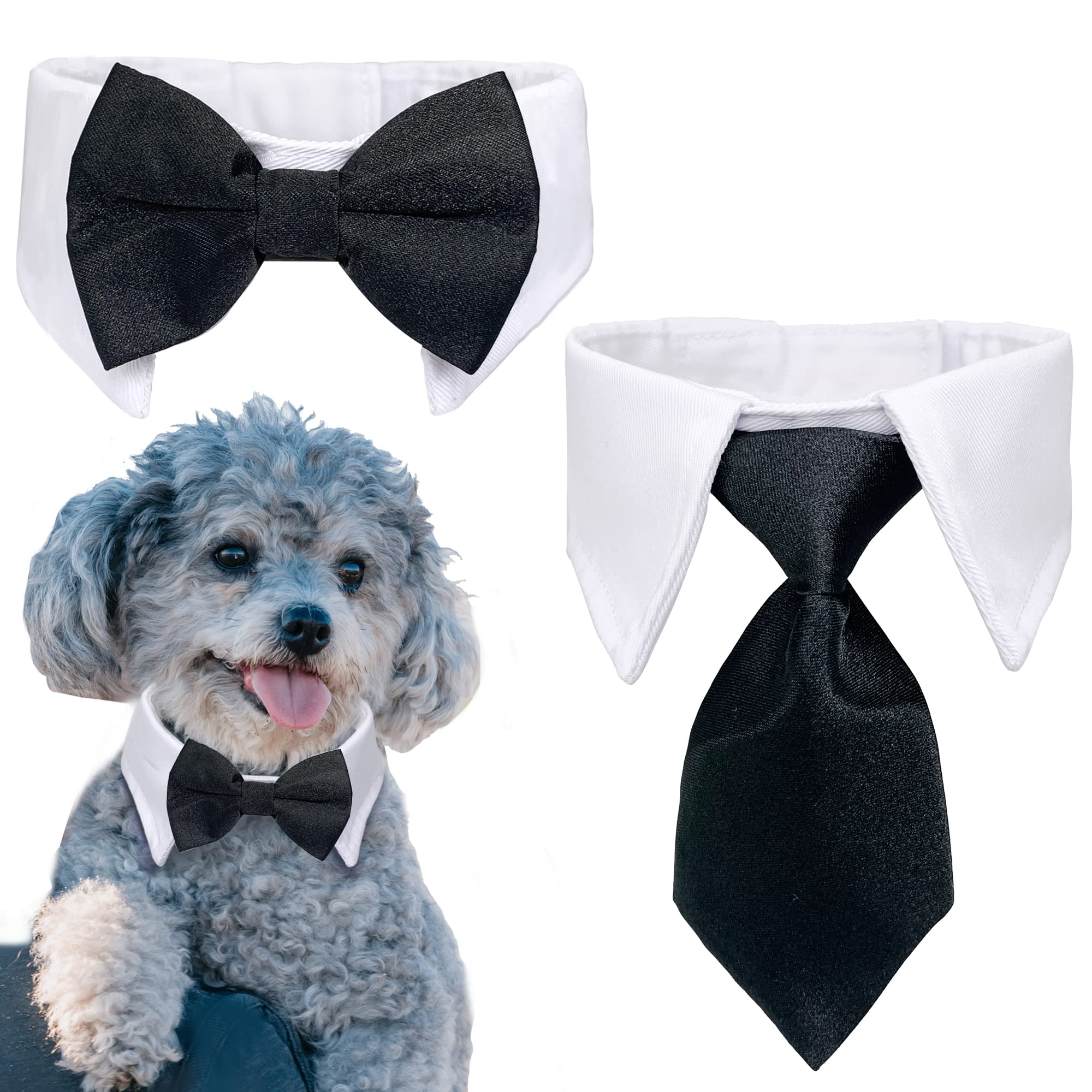 Casidoxi Cat Dog Tuxedo Collar, Dog Bow Tie Collars, Dog Bowtie Dog Cat Birthday Easter Tux Wedding Collar For Dog Cat Puppy…