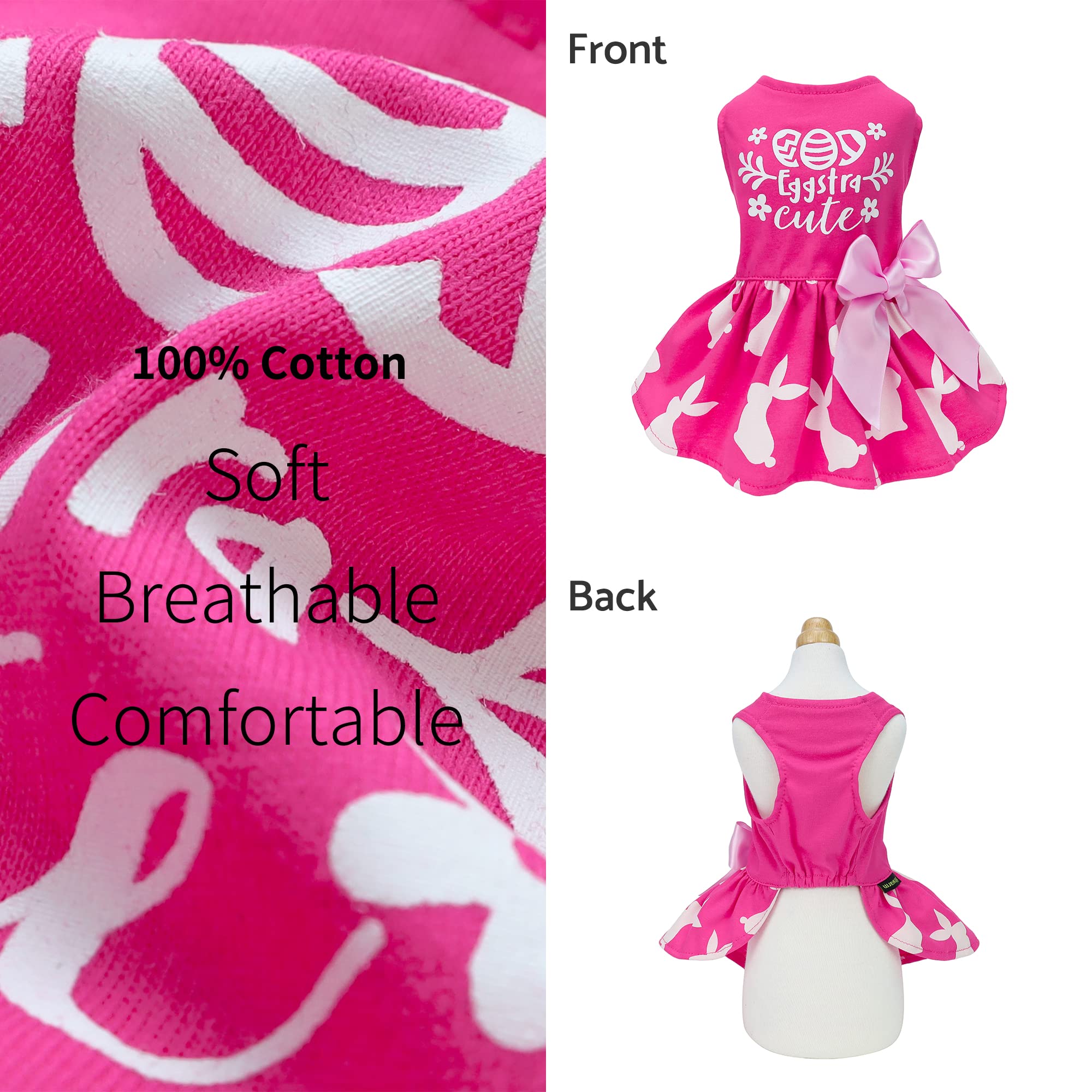 Fitwarm Eggstra Cute Easter Outfit, Bunny Dog Dress, Holiday Dog Clothes, Cat Clothing, Hot Pink, Large