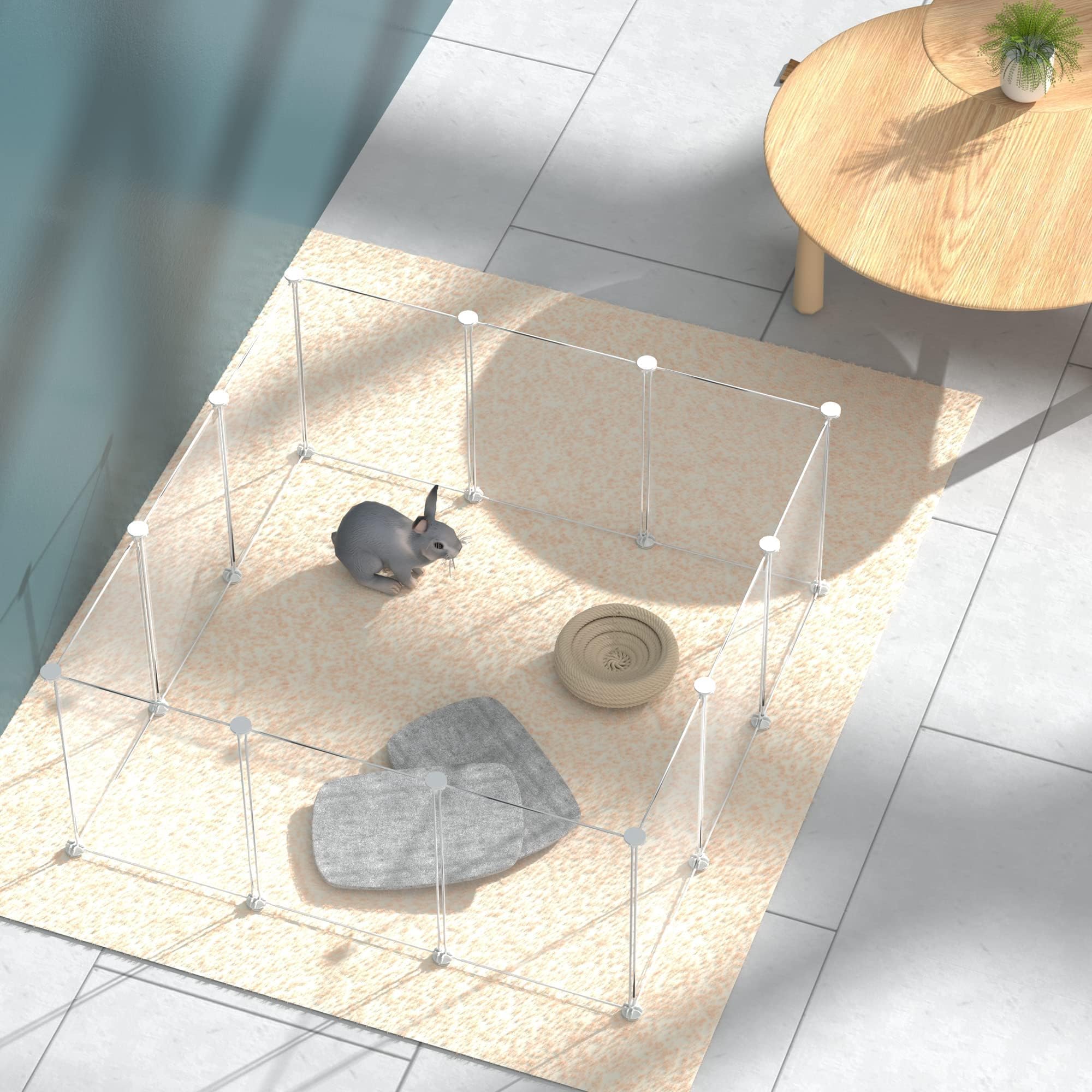 Homicker Pet Playpen Portable Small Animals Playpen, Customizable Shape & Height Pet Fence Yard Fence For Guinea Pigs, Bunny, Fe