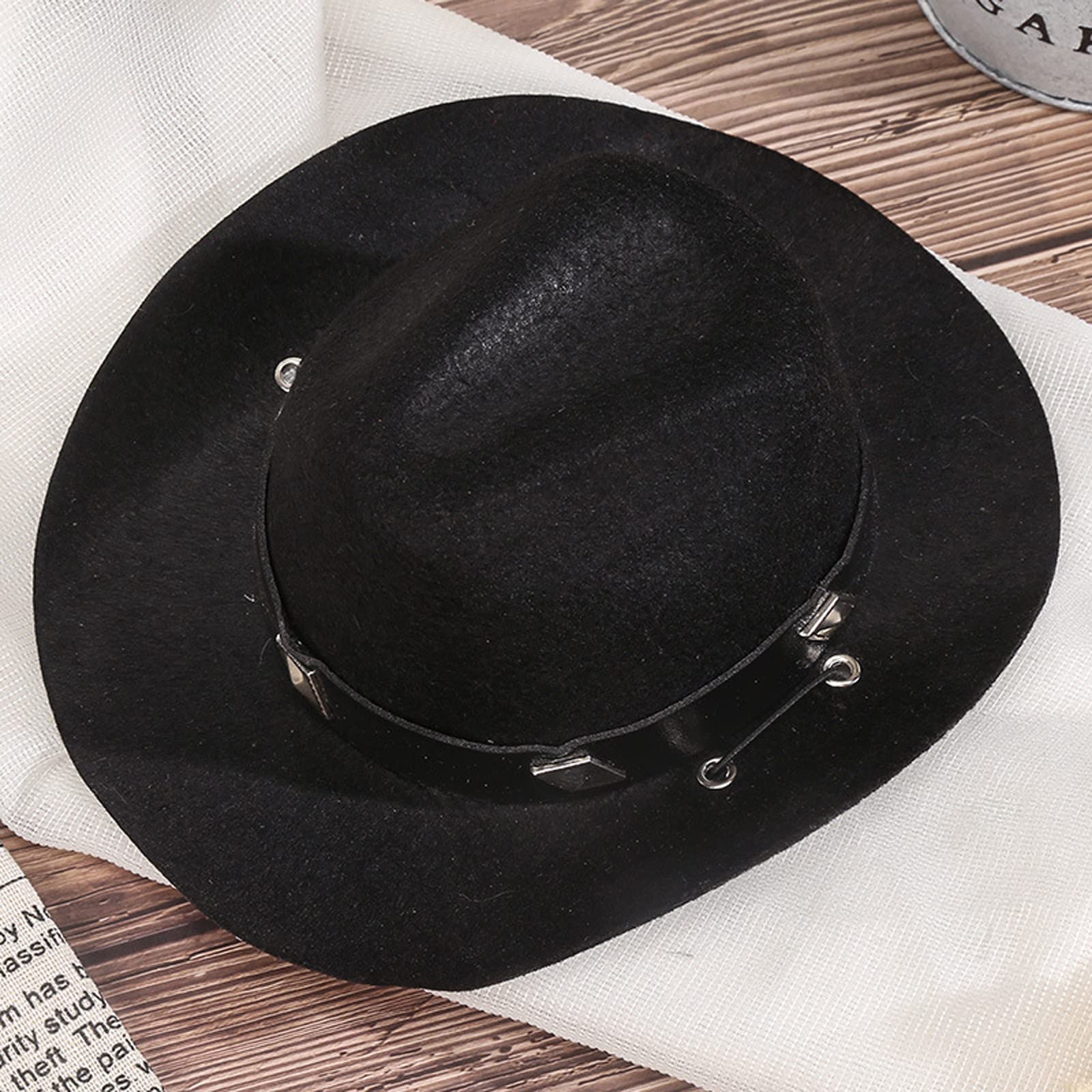 Awocan Dog Cowboy Hat And Bandana Scarf Dog Cat Sombrero Puppy Hat Dog Cat Costume Cosplay Cap Puppy Pet Dog Cat Holiday Pet Party Decoration (Black)