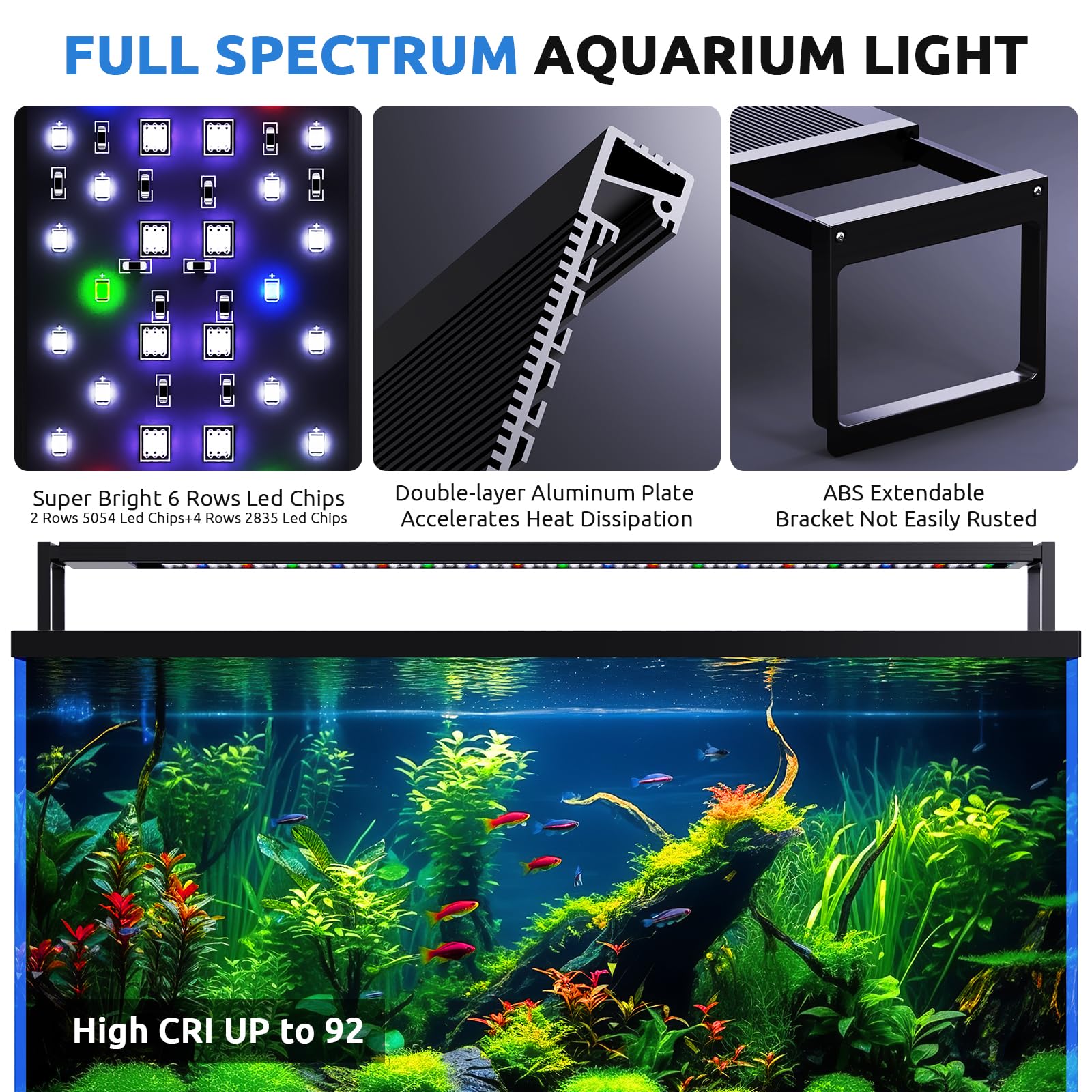 SEAOURA 24/7 LED Aquarium Light for 24-30 Inch Fish Tank, Auto On Off with Timer, 9 Colors, Adjustable Brightness, Daylight & Mo