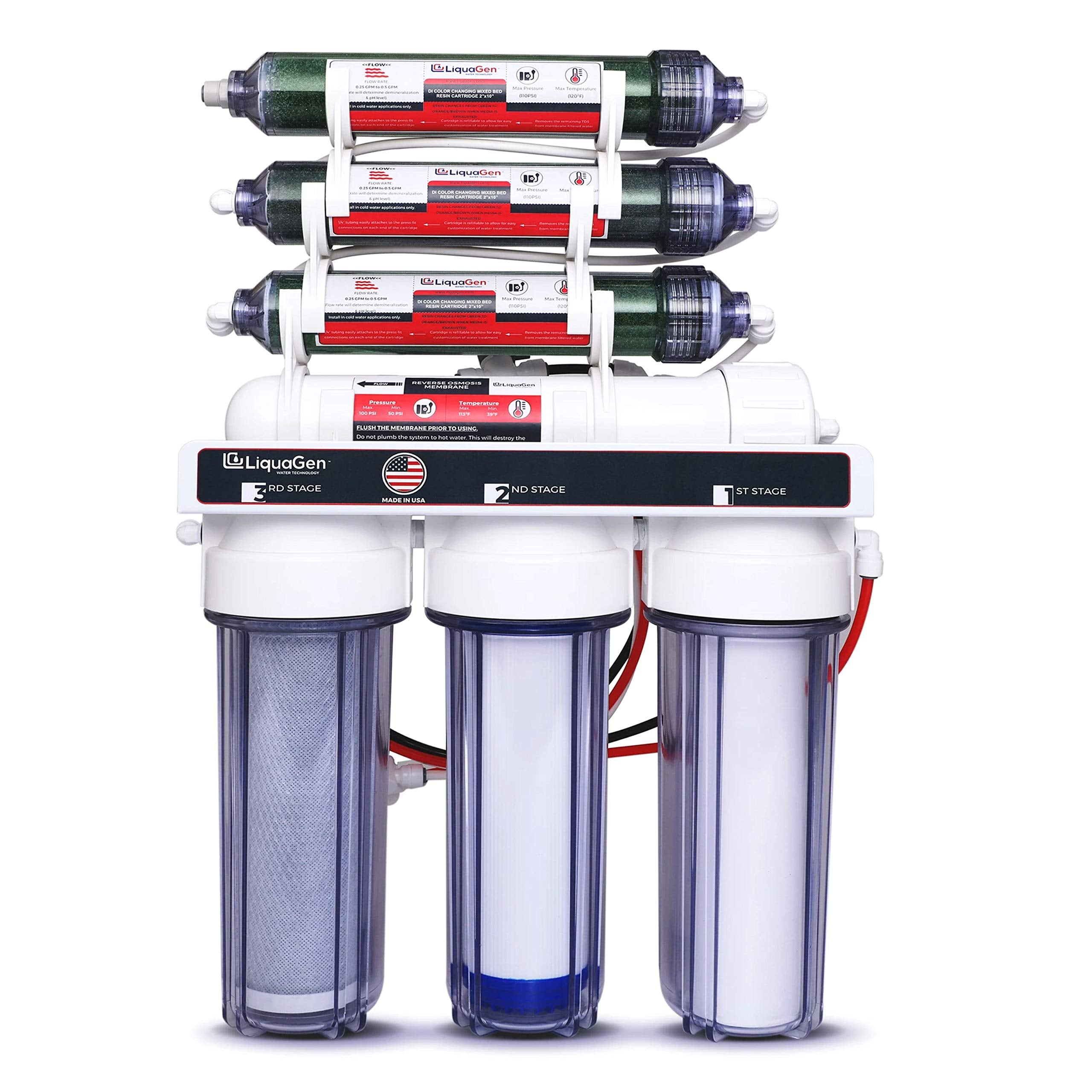 Liquagen- Heavy Duty & High Capacity- 7 Stage Aquarium Reef & Deionization Reverse Osmosis Water Filtration System (Rodi) - 150 Gpd | 0 Ppm/Tds | Water Dispenser For Fish Tank With Filter'S Included