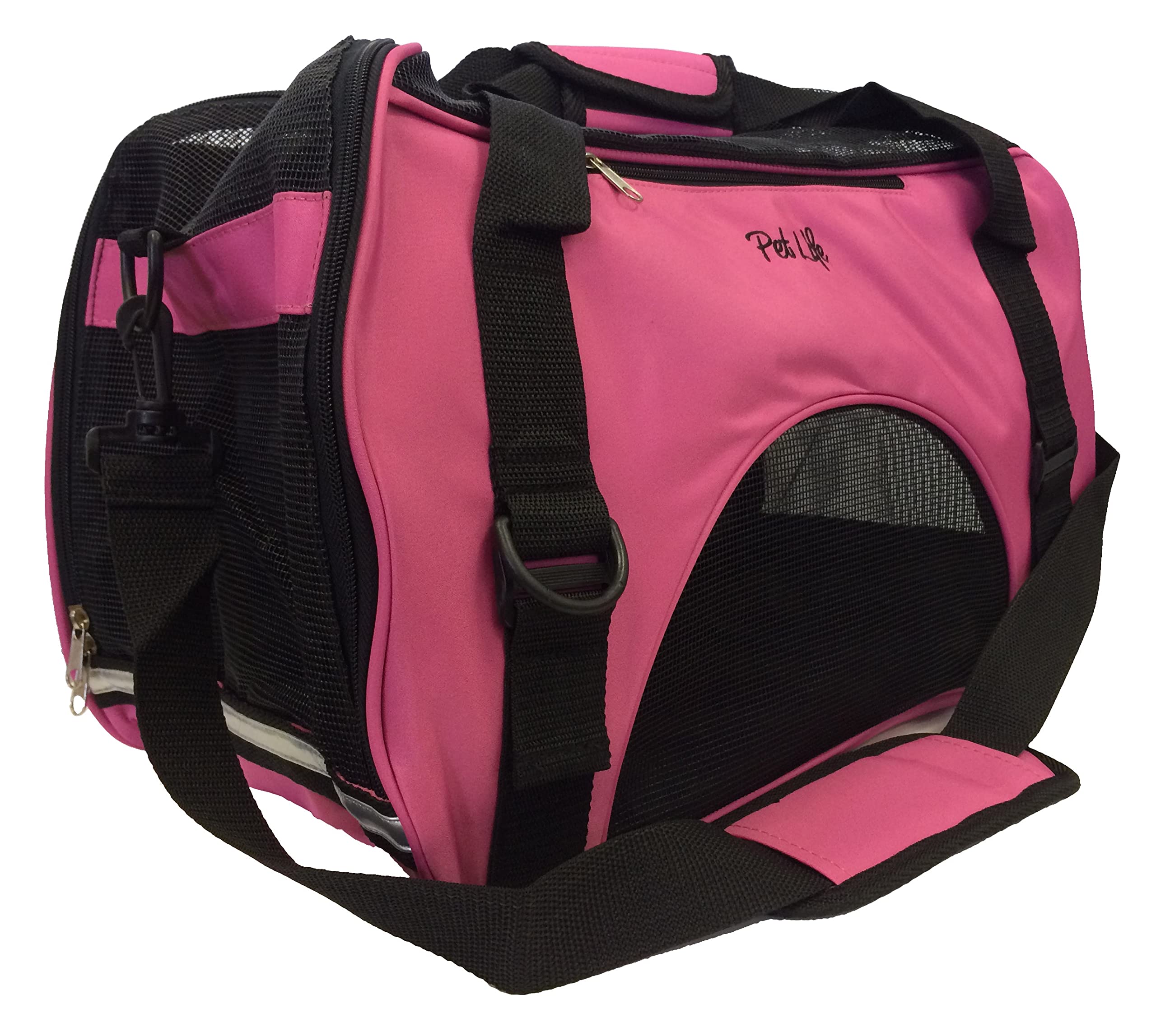 Pet Life 'Altitude-Force' Airline Pet Carrier - Sporty Zippered and Folding Collapsible Travel Cat and Dog Carrier - Travel Pet