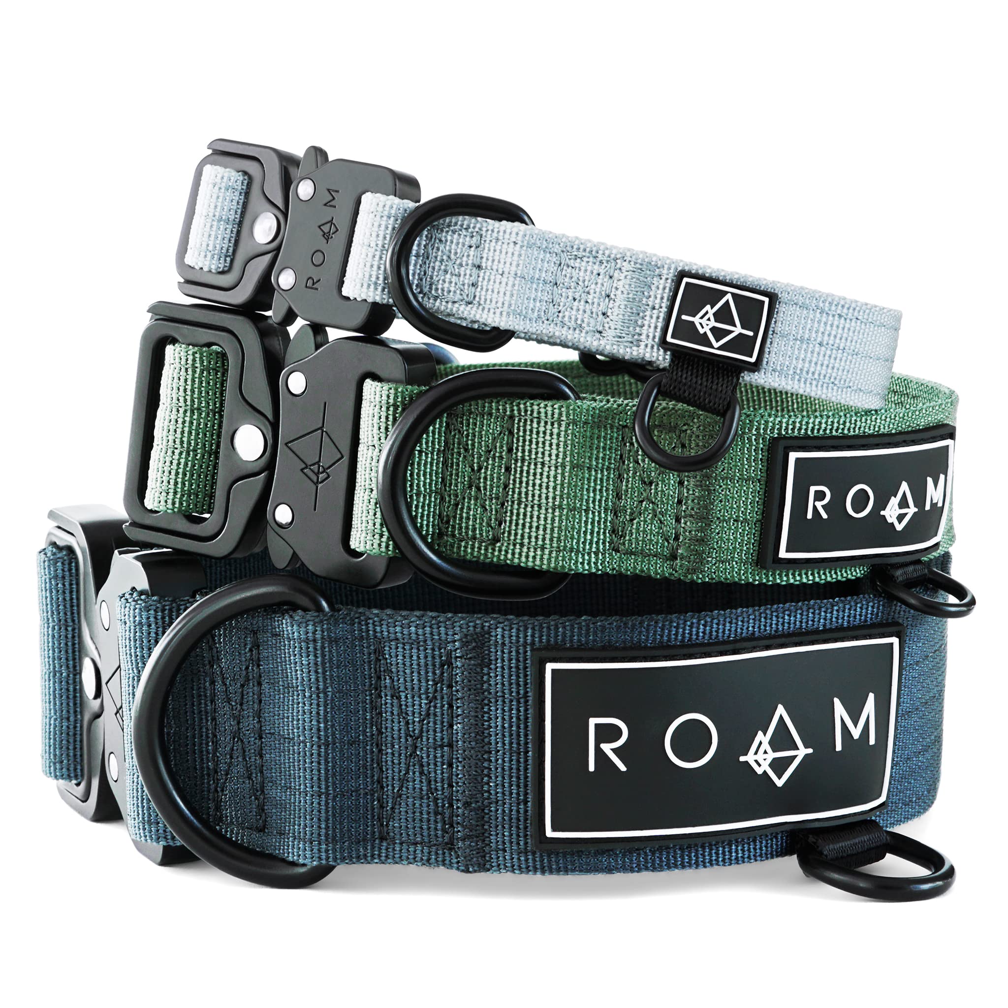 Made to ROAM Premium Dog collar - Adjustable Heavy Duty Nylon collar with Quick-Release Metal Buckle (Eucalyptic glow, Size 5)