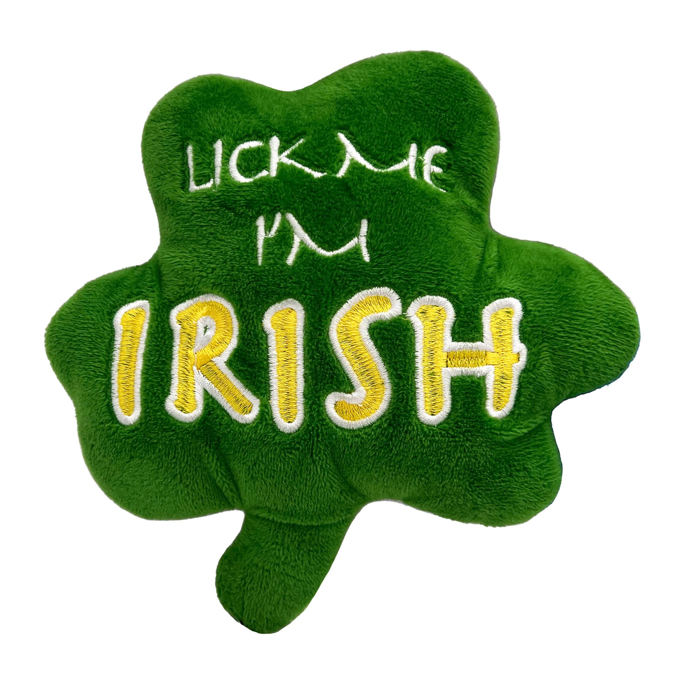 Huxley & Kent For Dogs - Lick Me Shamrock - St. Patricks Day Power Plush Dog Toy With Squeaker - Funny Dog Toy - Fun, Durable, A