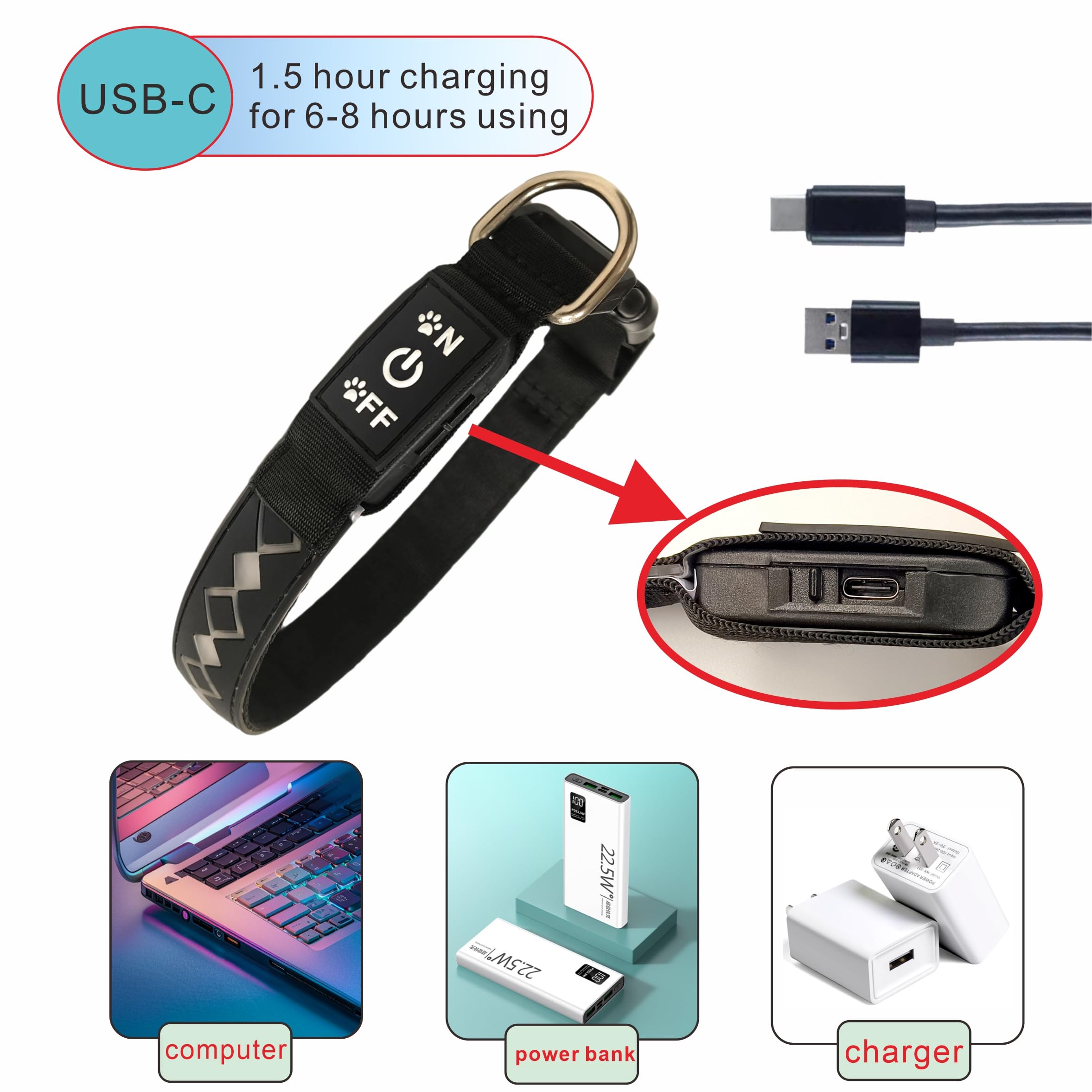 Dogled Usb-C Led Light Up Dog Collar, 3D Design Comfortable And Soft Material,Multicolored Lighting,Night Dog Collar (Lx-Purple,