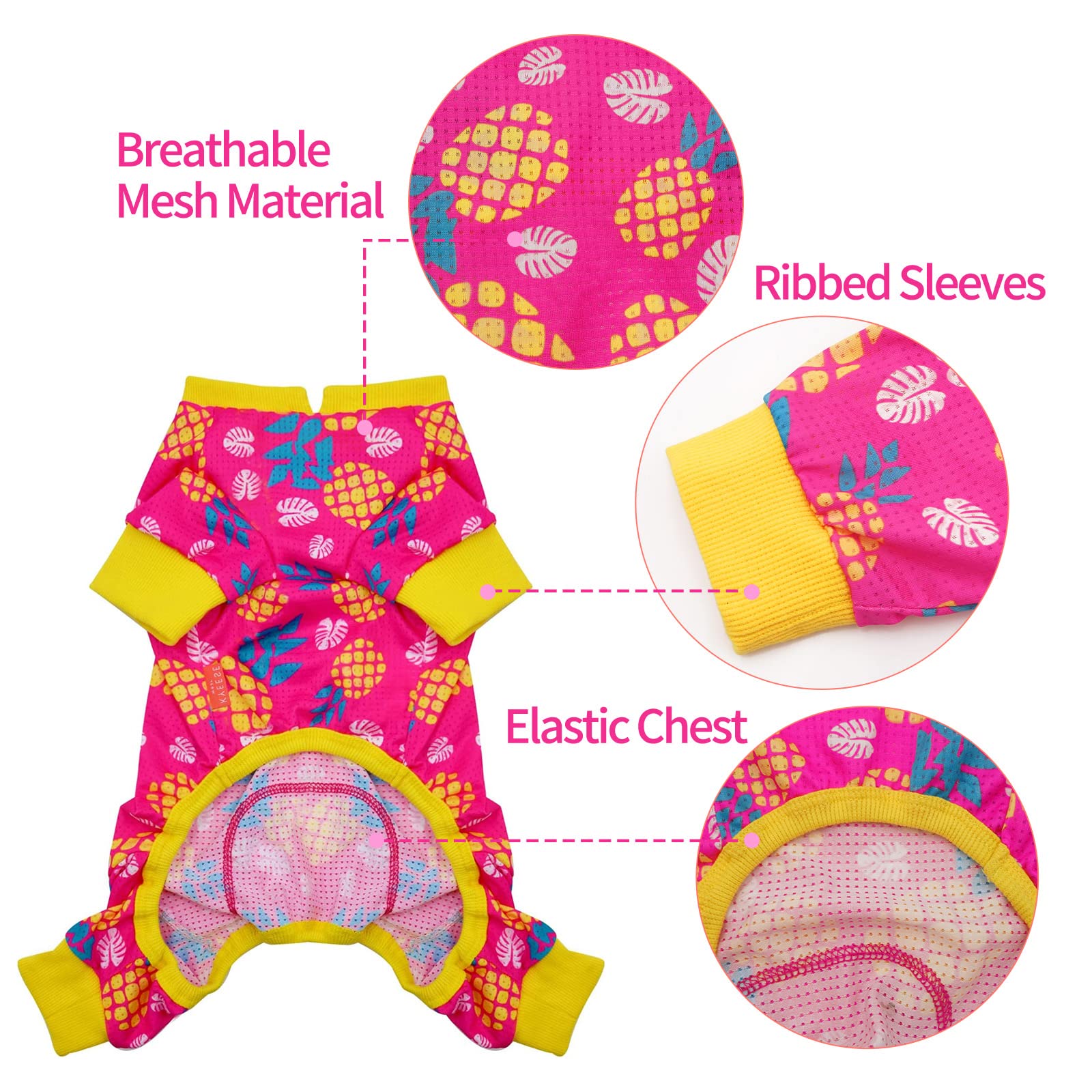 Kyeese Dog Pajamas Lightweight Dog Pjs Dog Onesie Jumpsuit Dog Hair Shedding Cover For Small Medium Dogs (Small1 (Pack Of 1), Pi