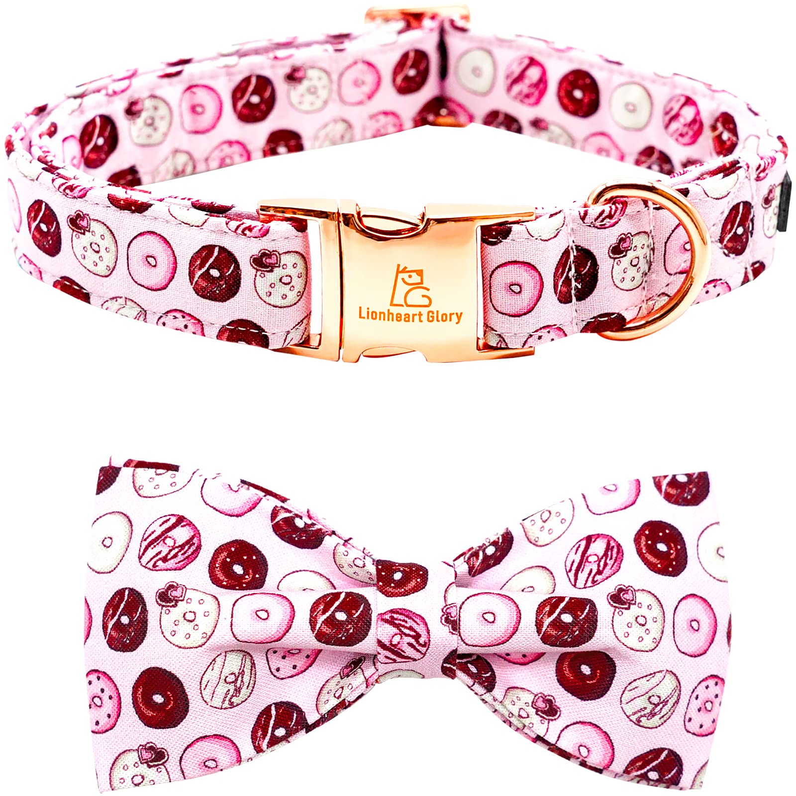 Lionheart glory Dog Collar, Pink Dog Bow Collar for Female Dogs Collar with Bow Adjustable Bowtie Collar Cute Patterns for Small