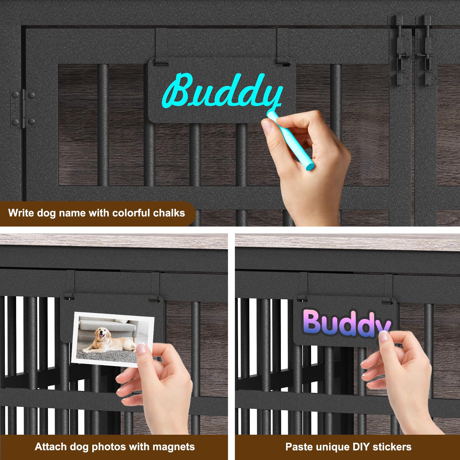 EasyCom 42/41/33 XL Dog Crate Furniture with Casters, Heavy Duty Dog Kennel Indoor for Large and Medium Dogs, Double-Doors Sturd