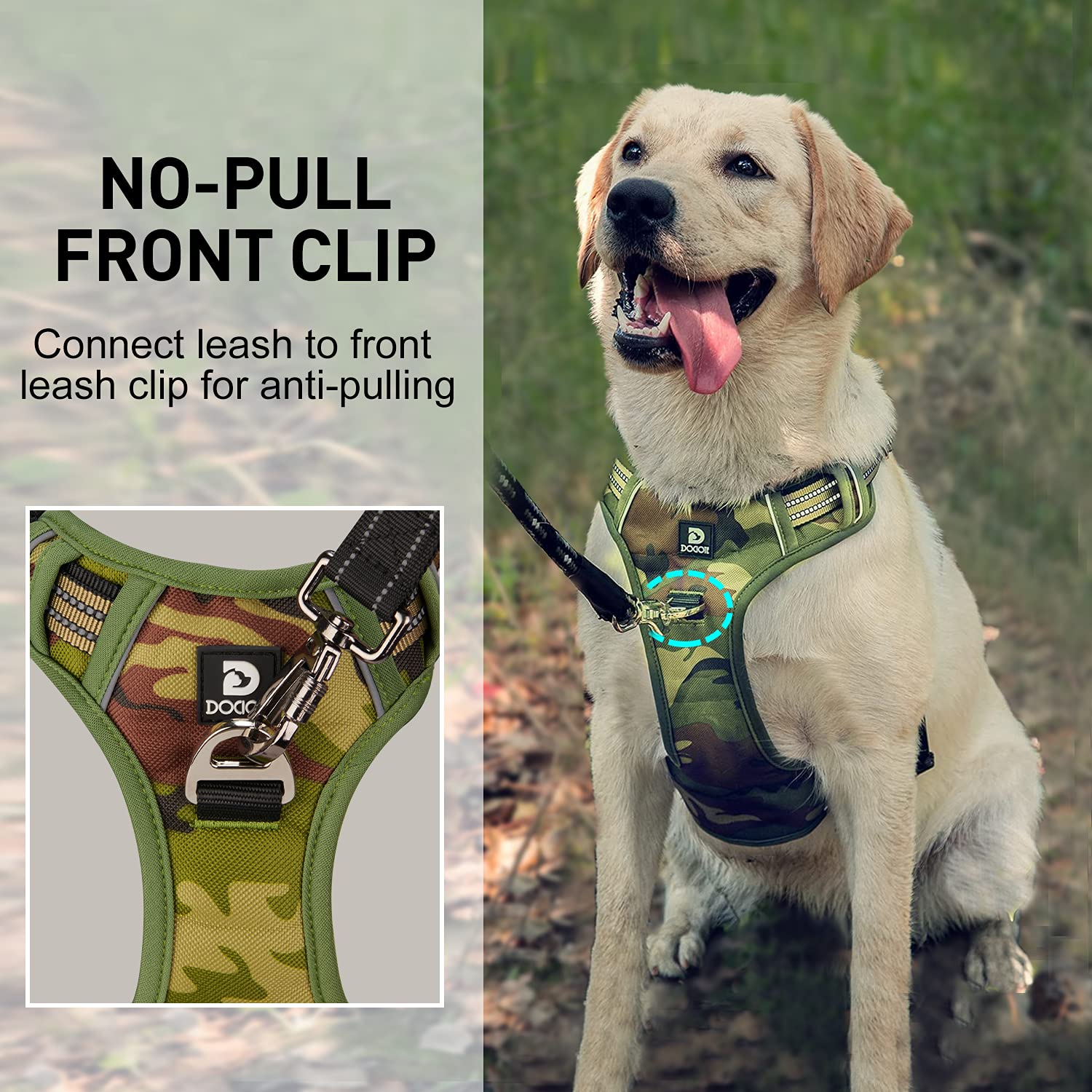 Dog Harness For Large Dogs No Pull Dog Harness With Handle 2 Metal Leash Clips, Adjustable Reflective Puppy Harness, Breathable