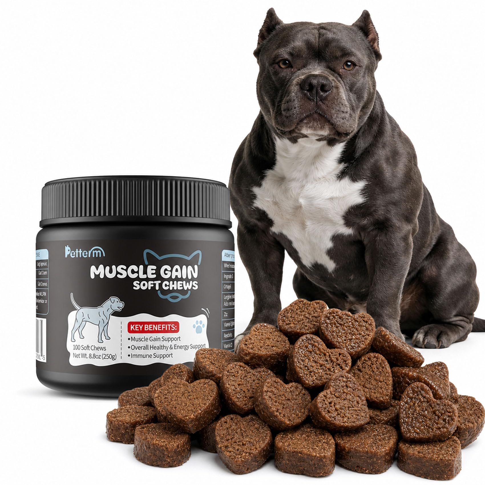 Dog Weight Gainer & Muscle Builder - High Calorie Dog Treats for Lean Mass - Whey Protein & Amino Acid Supplement - Appetite Boo