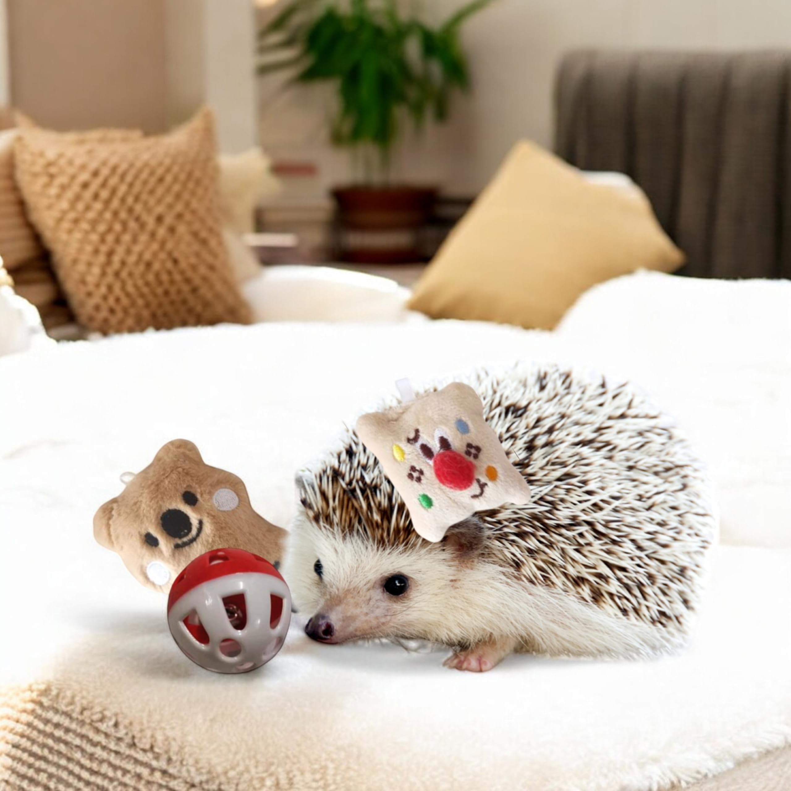 Toys For Hedgehogs Small Animal Accessories, 2 Pcs Cute Hedgehog Toys And Bell Ball For Hedgehog, Funny Stuffed Toy And Balls To