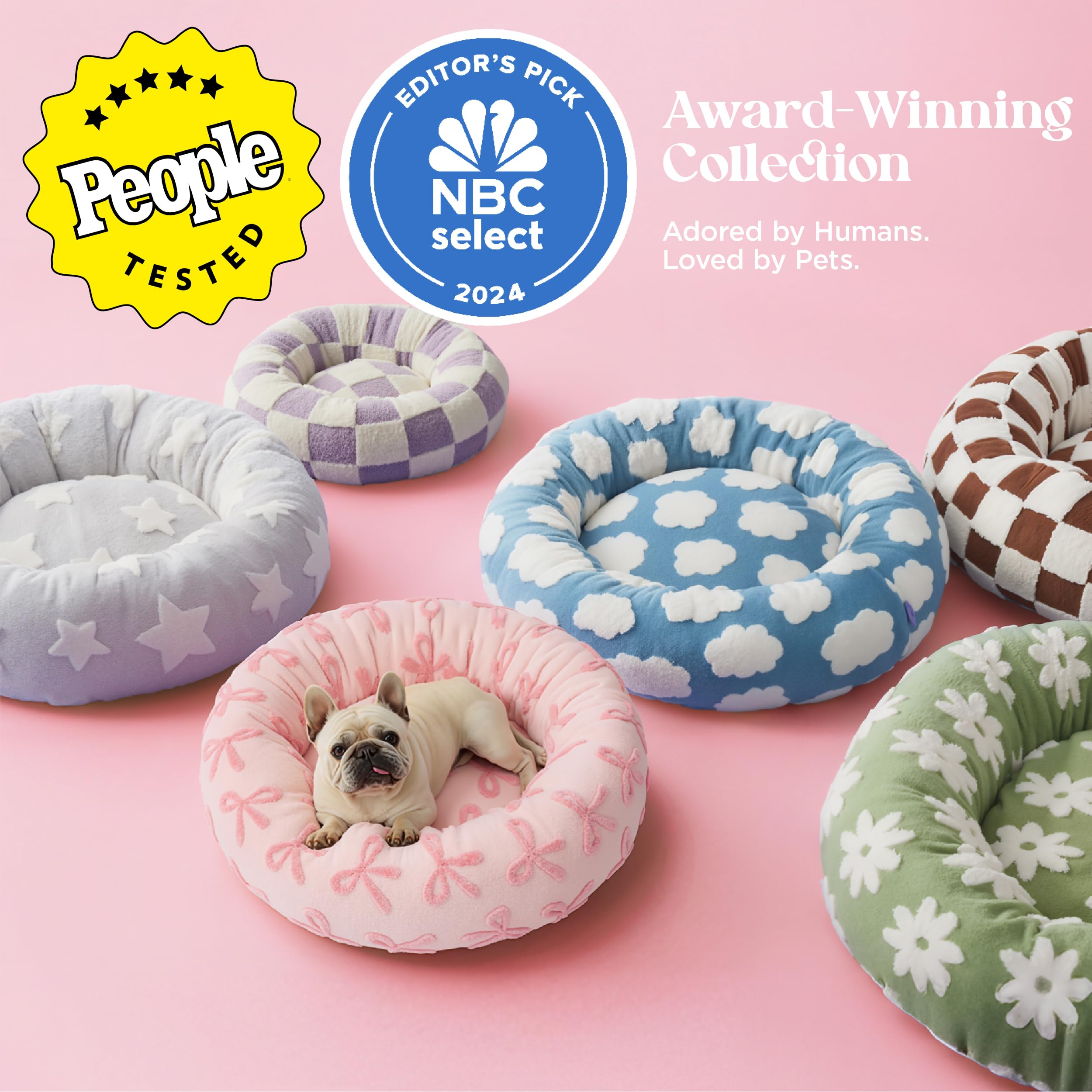 Lesure Donut Cat Beds For Indoor Cats - Round Small Dog Bed Calming Pet Beds, Cute Modern Beds With Jacquard Shaggy Plush & Anti