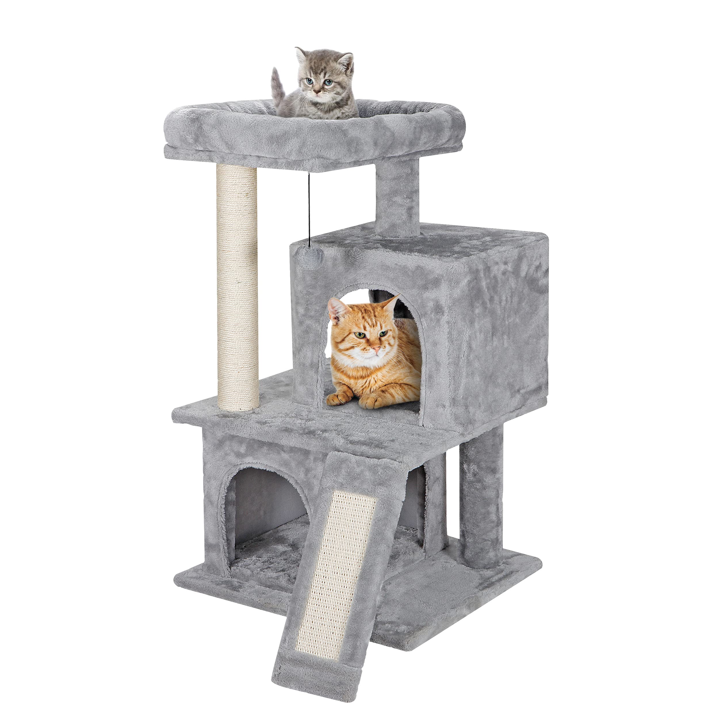 Zeny 33.5 Inches Cat Tree Tower With Scratching Posts - Kittens House Furniture Trees