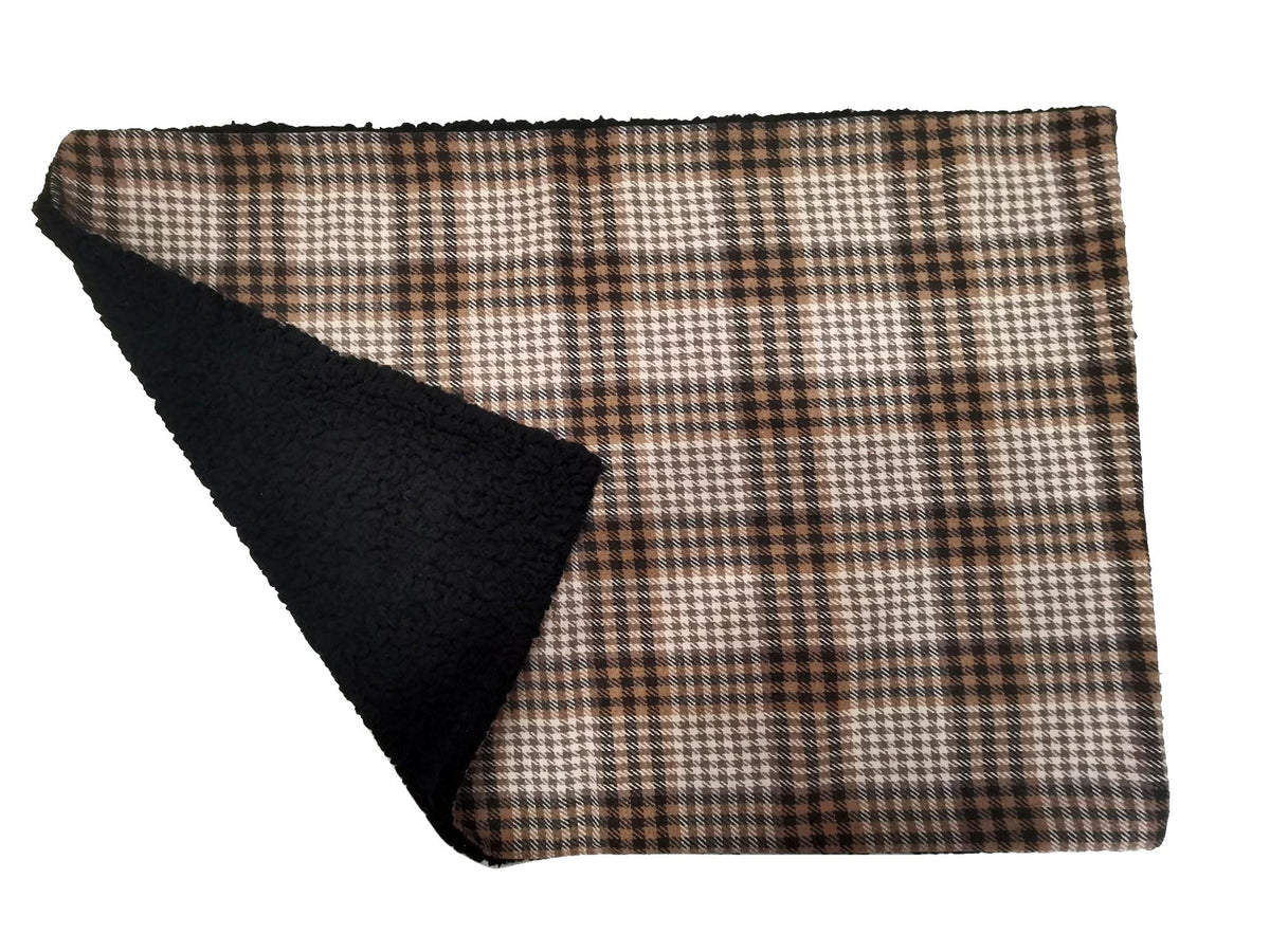 DOGGIE DESIGN Sherpa-Lined Dog Blanket (Brown & White Plaid)