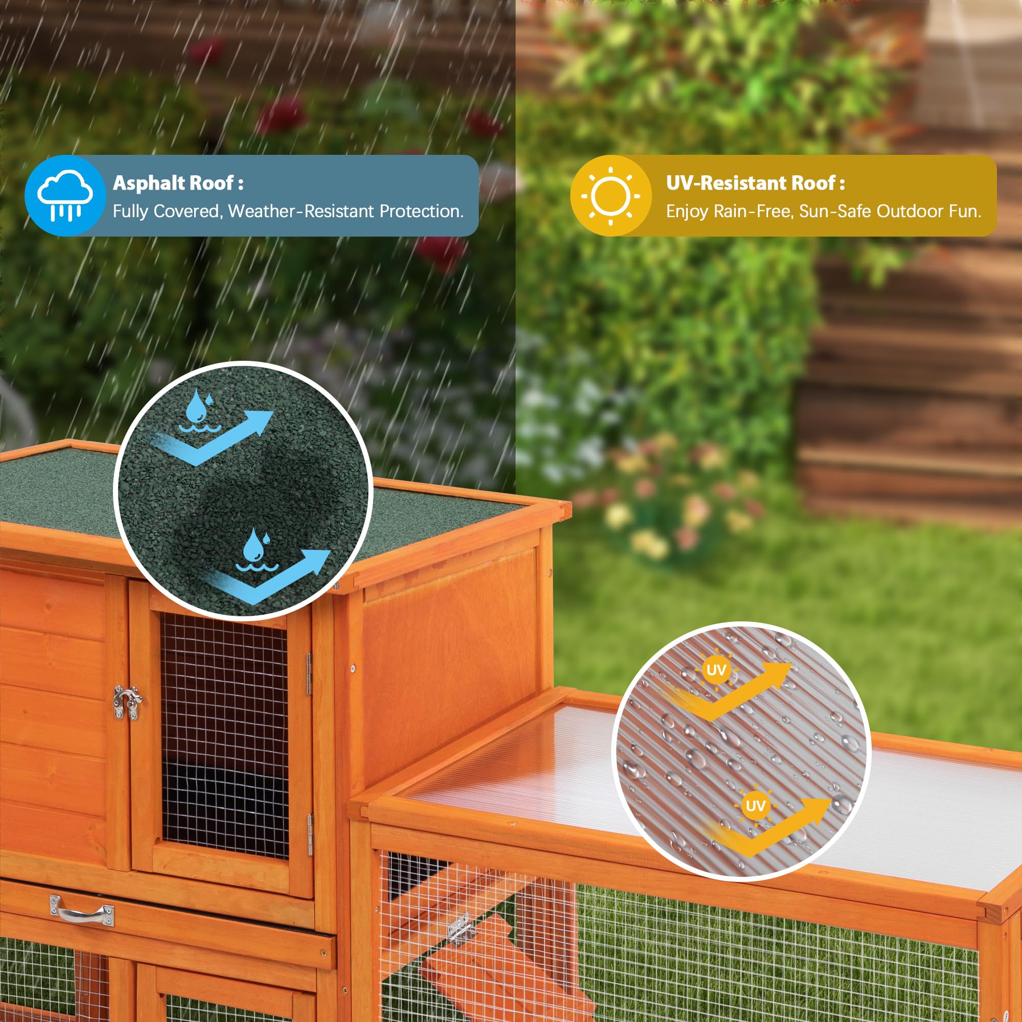 Outdoor Rabbit Hutch, 94'' L X 19'' W X 31'' H Extra Large Bunny Hutch By Coziwow, Wooden Rabbit Cage Indoor For Small Animals W