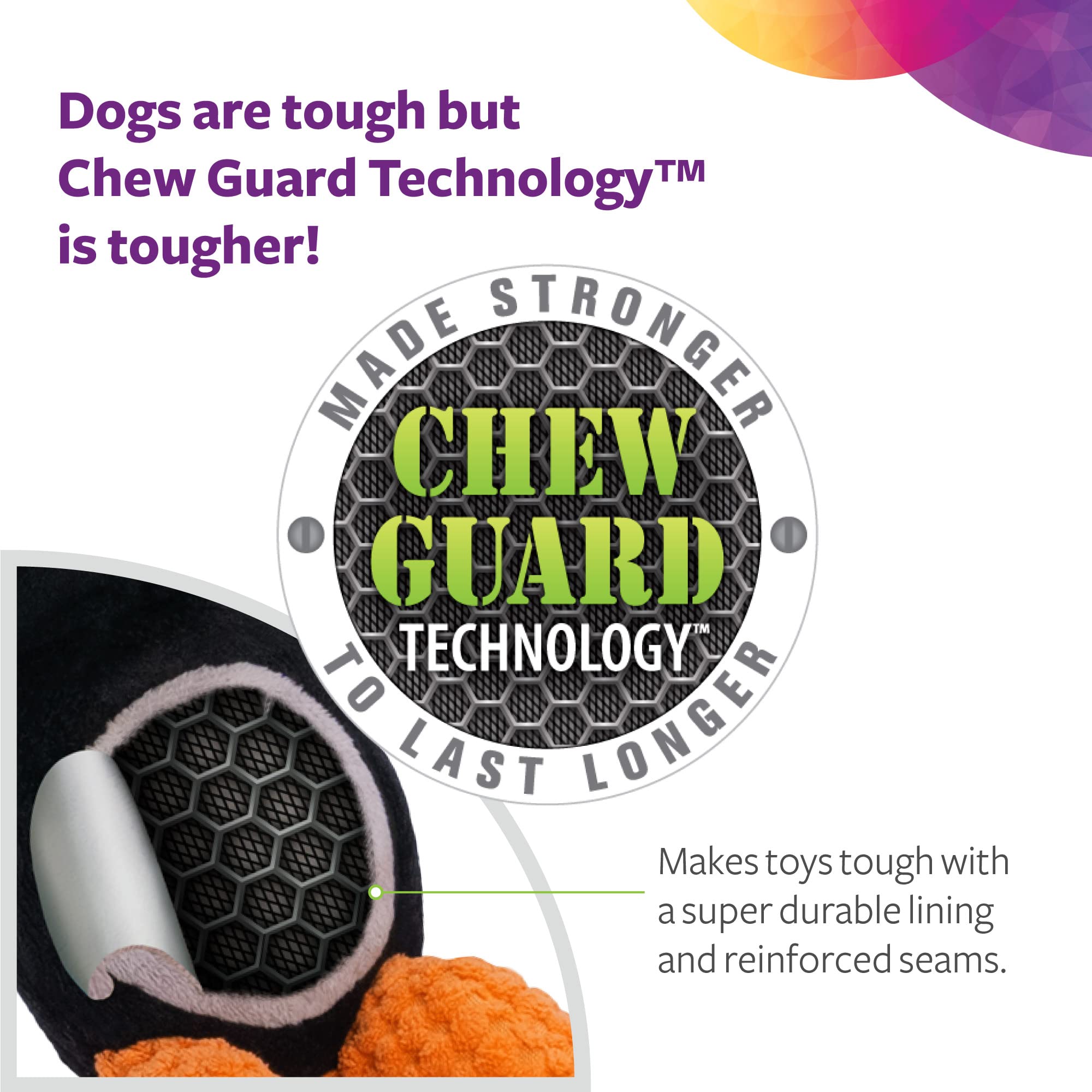 Trustypup Tough 'N Fun Checker Gator Squeaky Plush Dog Toy, Chew Guard Technology - Green, Large (71147)