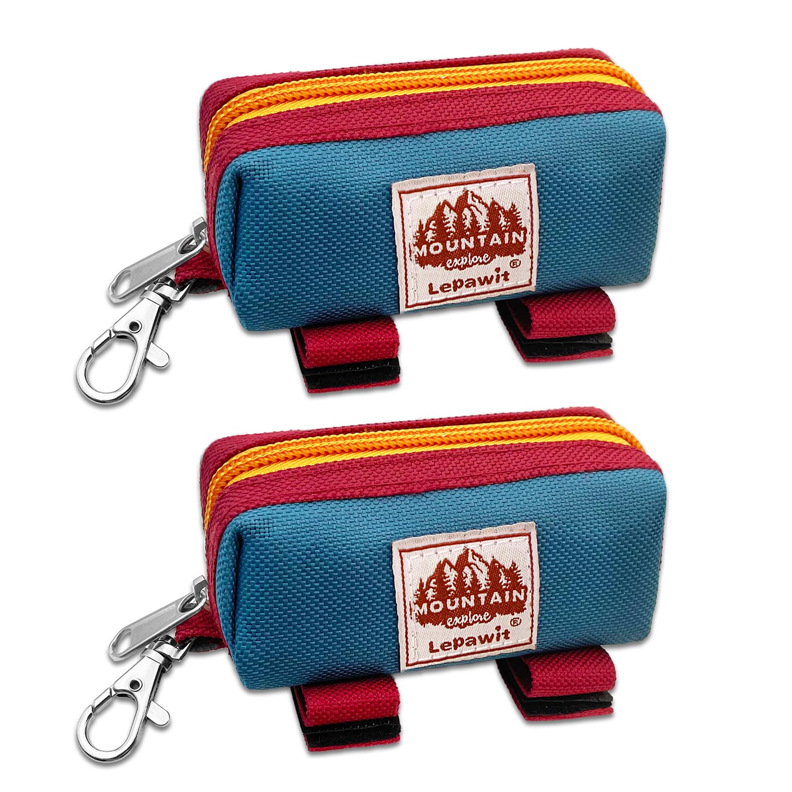 Lepawit Dog Poop Bag Holder Zippered Pouch, Portable Dog Poop Bag Dispenser With 1 Metal Clip, Fashion Color Matching Canvas Was