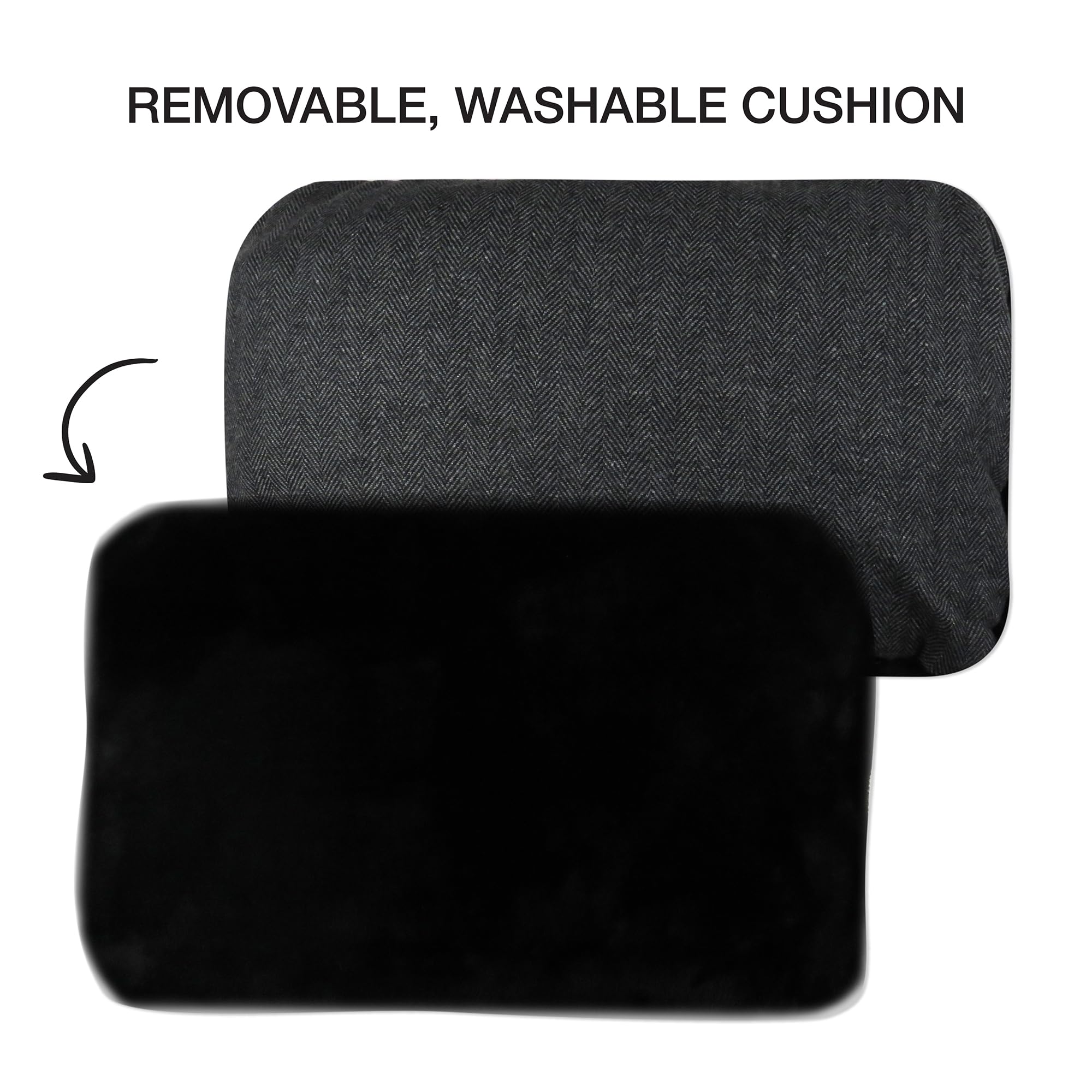 Pet Passion Mello- The Ultra Luxe Bolster Dog Bed With Removable Washable Pillow For All Pet Breeds, Charcoal Tweed, Small