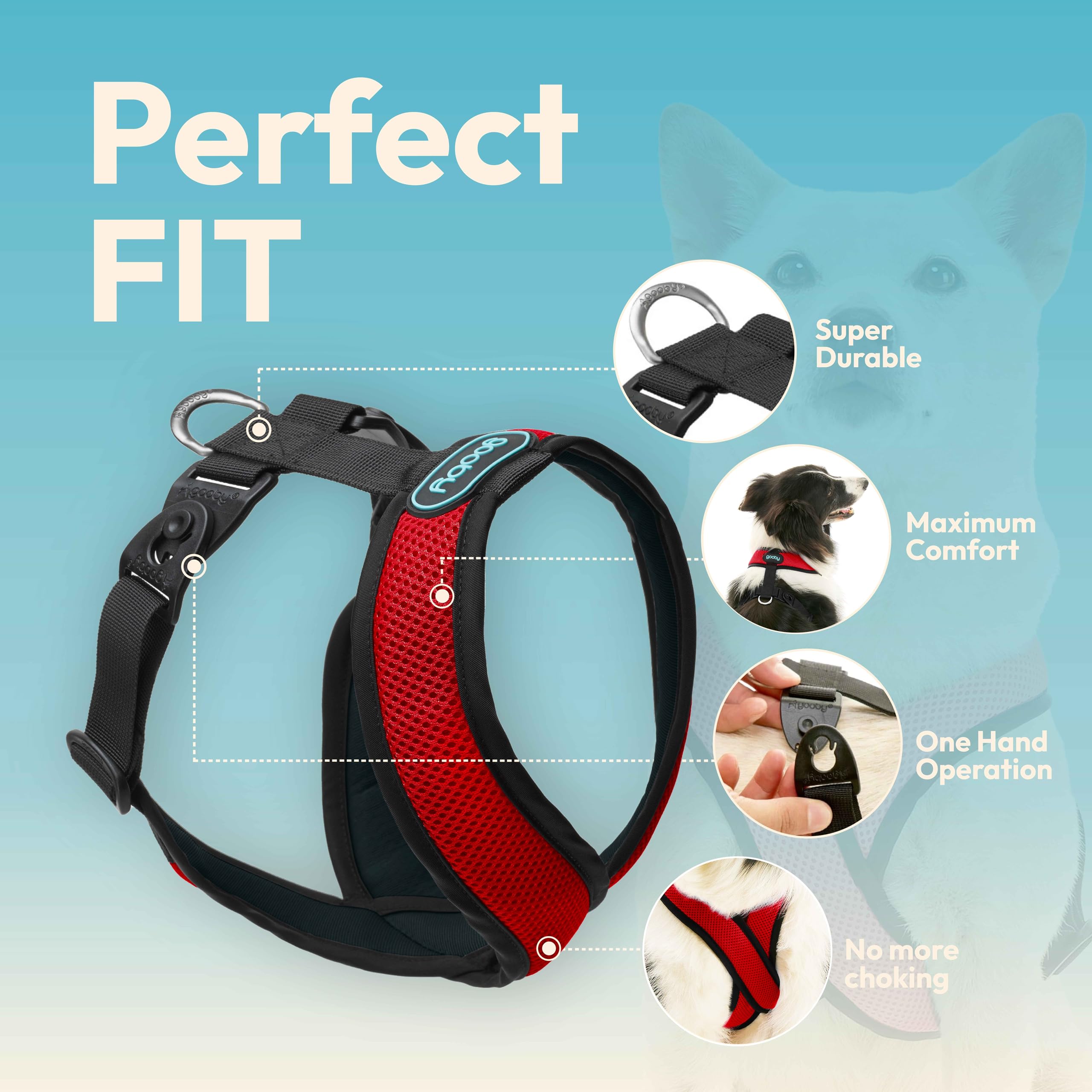 Gooby Comfort X Harness Dual Snap Mesh In Dog Harness - Rose, X-Large