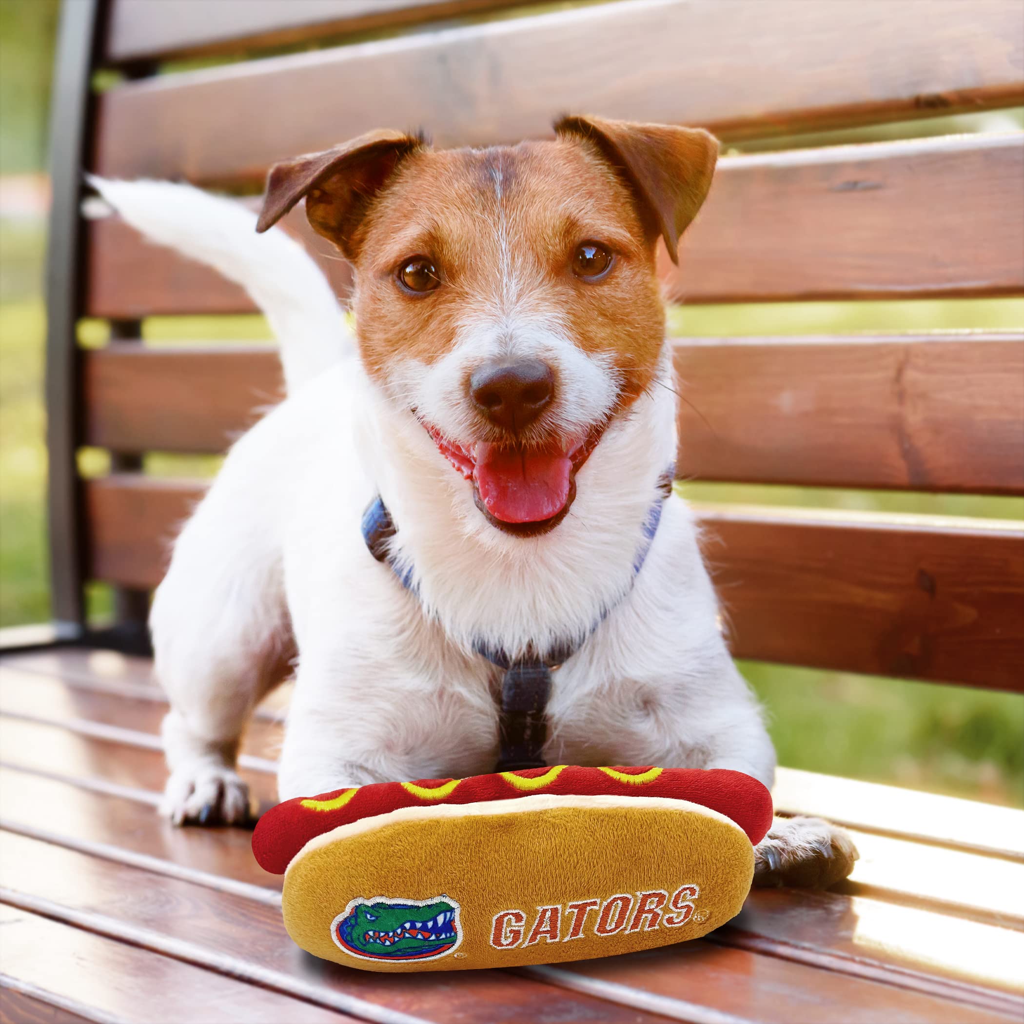 Pets First Ncaa Florida Gators Hot Dog Plush Dog & Cat Squeak Toy- Cutest Hot-Dog Snack Plush Toy For Dogs & Cats With Inner Squ