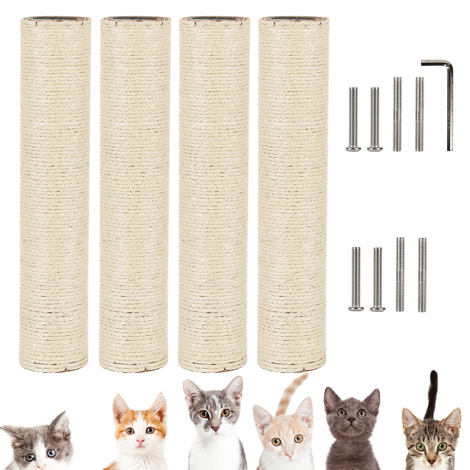 Vcepjh Cat Scratching Post Replacement For Indoor Cats 4Pcs 15.7In Cat Scratch Post Refill Pole Parts Sisal Rope Cat Furniture P