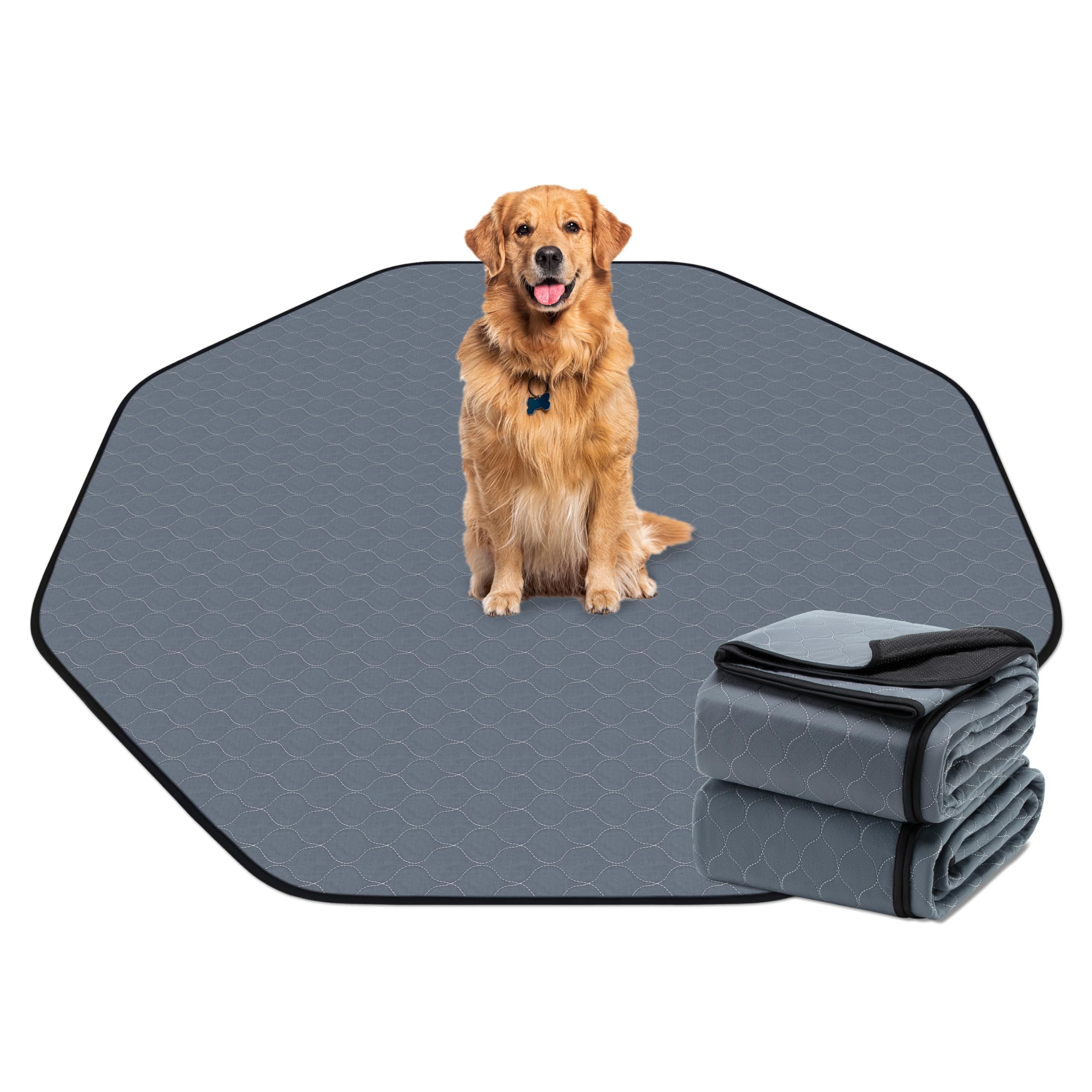 Bunlitent Washable Pee Pads For Dogs, 63'' Diagonal Octagon Puppy Pads, Designed For 24'' Width 8 Panels Dog Playpen, Non-Slip W