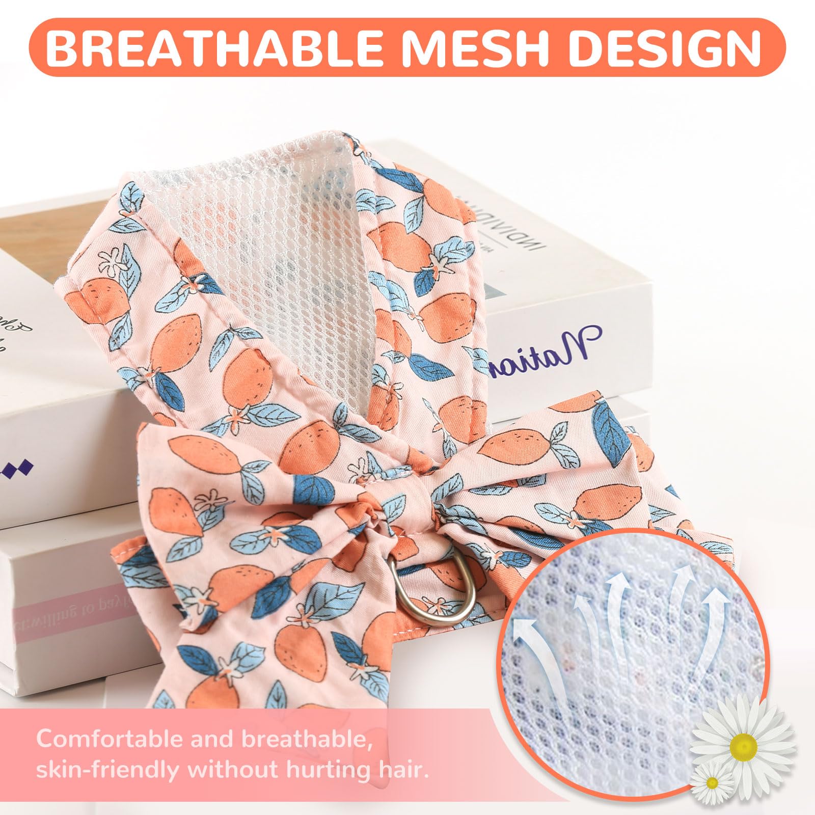 Baejmjk Dog Harness And Leash Set With Bow Knot No Pull Pet Floral Harness With D-Ring Soft Mesh Dog Harness Vest Set Escape Pro