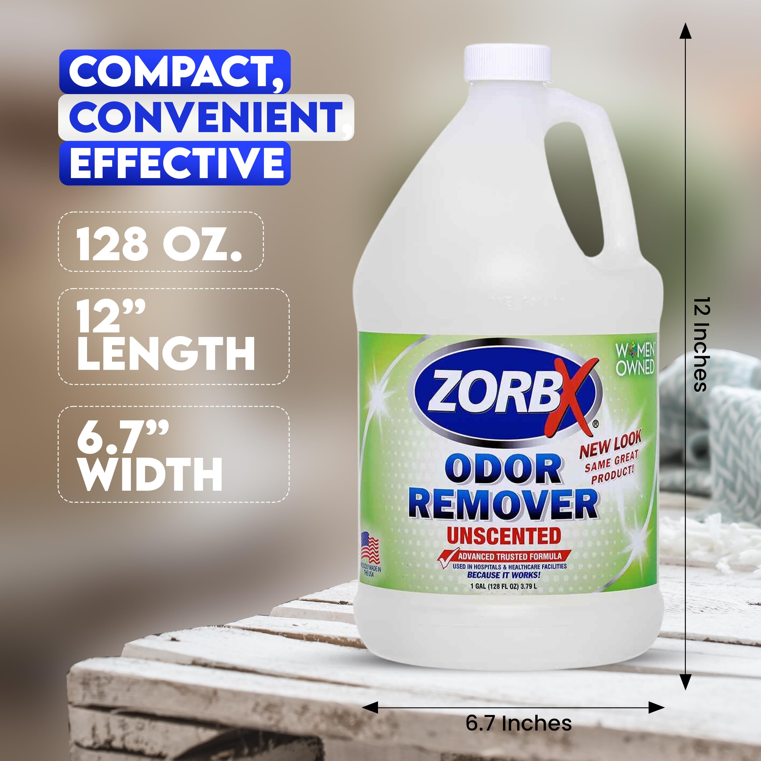Zorbx Unscented Odor Eliminator Spray 128 Oz, 1 Gallon - Used In Hospitals & Healthcare Facilities - Advanced Trusted Odor Remover Formula - All-Purpose Deodorizer For Dog, Cat, Home, Carpet & Car