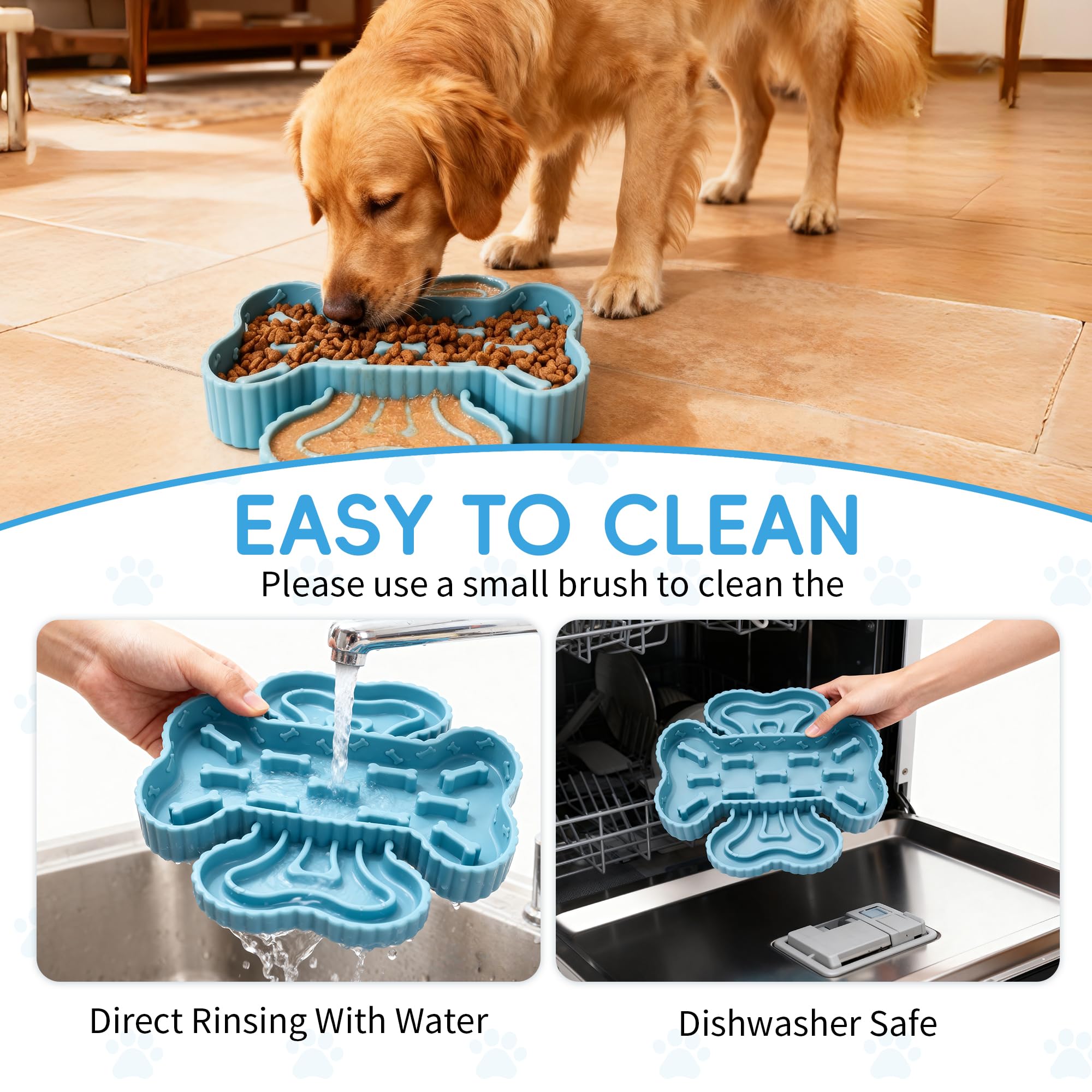 Slow Feeder Dog Bowls: Silicone Slow Eating Dog Food Bowl for Small Medium Large Breed - Puppy Puzzle Bowl Anti-Choking Stop Blo