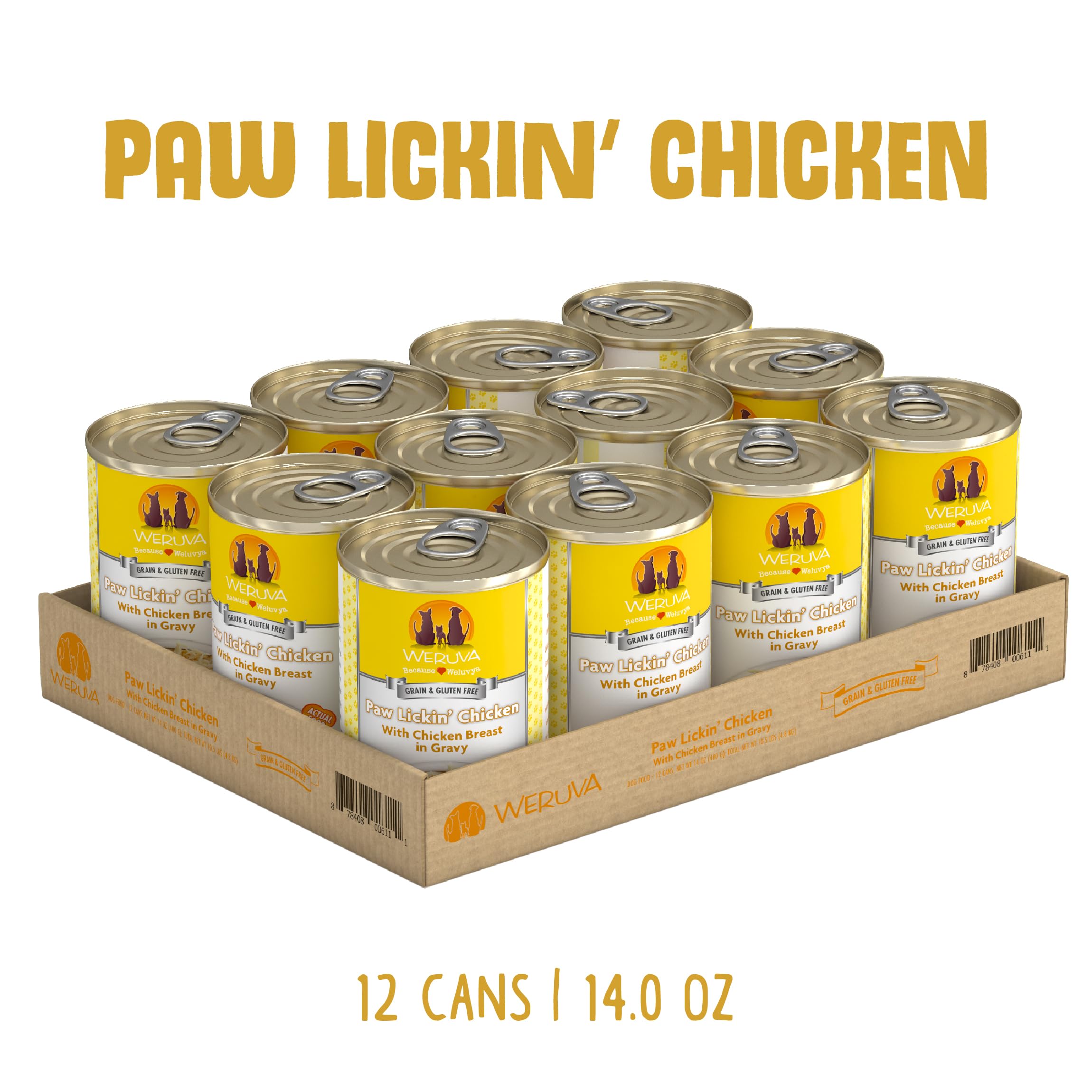 Weruva Classic Dog Food, Paw Lickin Chicken with Chicken Breast in Gravy, 14oz Can (Pack of 12)