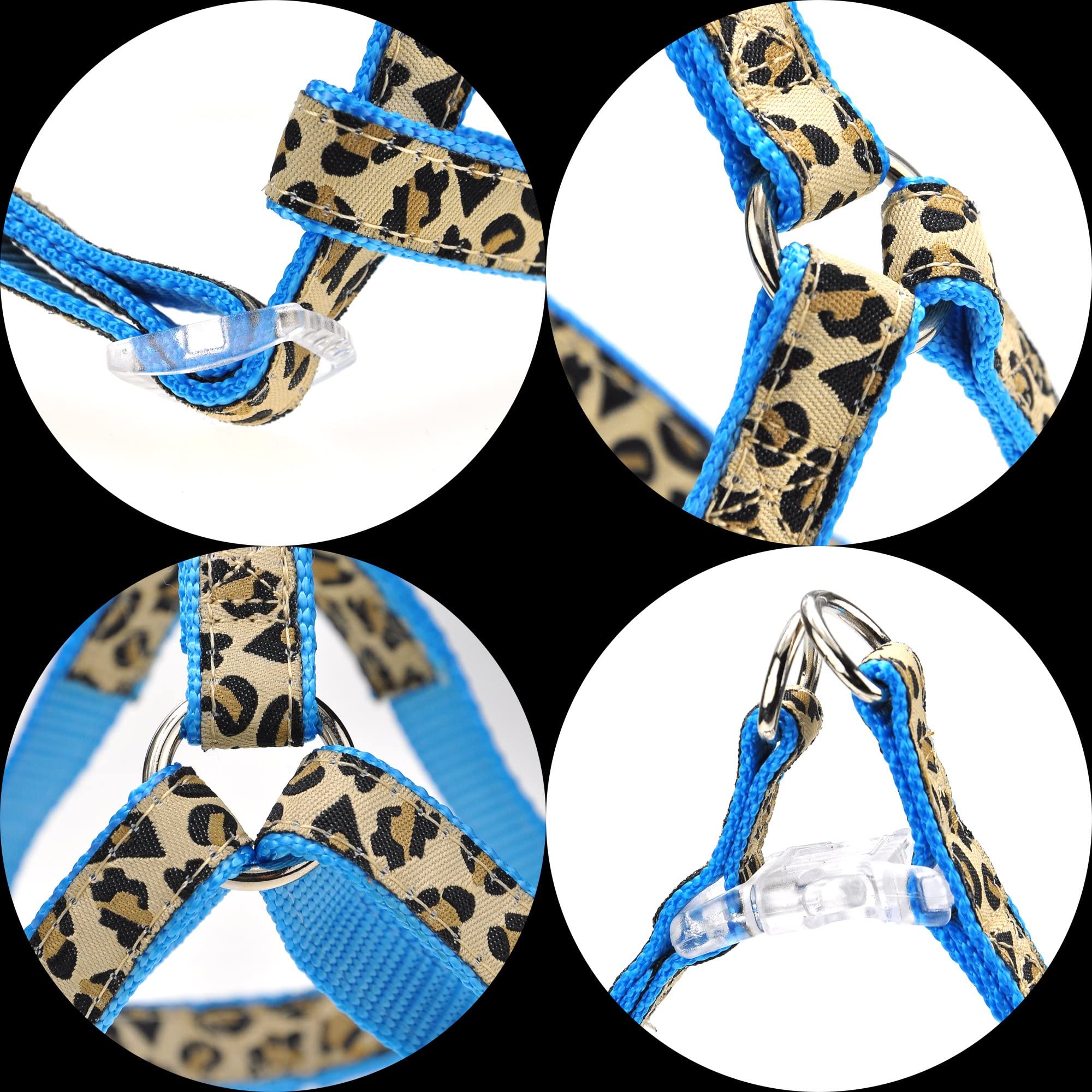 Mile High Life Leopard Dog Harness Collar Leash Set, Adjustable No Pull Dog Halter Harness for Small Breed Dogs, Easy Control fo