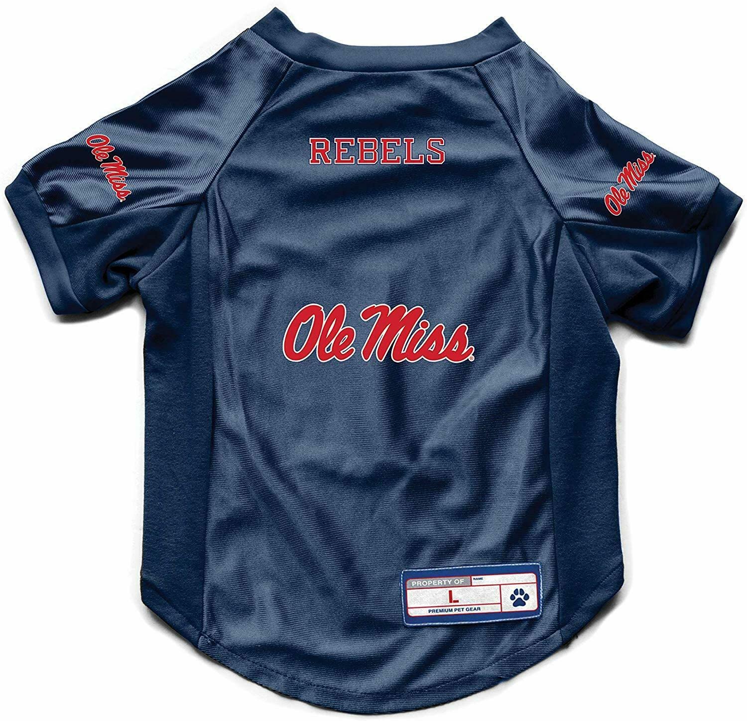 Mississippi Rebels Pet Jersey Stretch Size Big Dog - Special Order