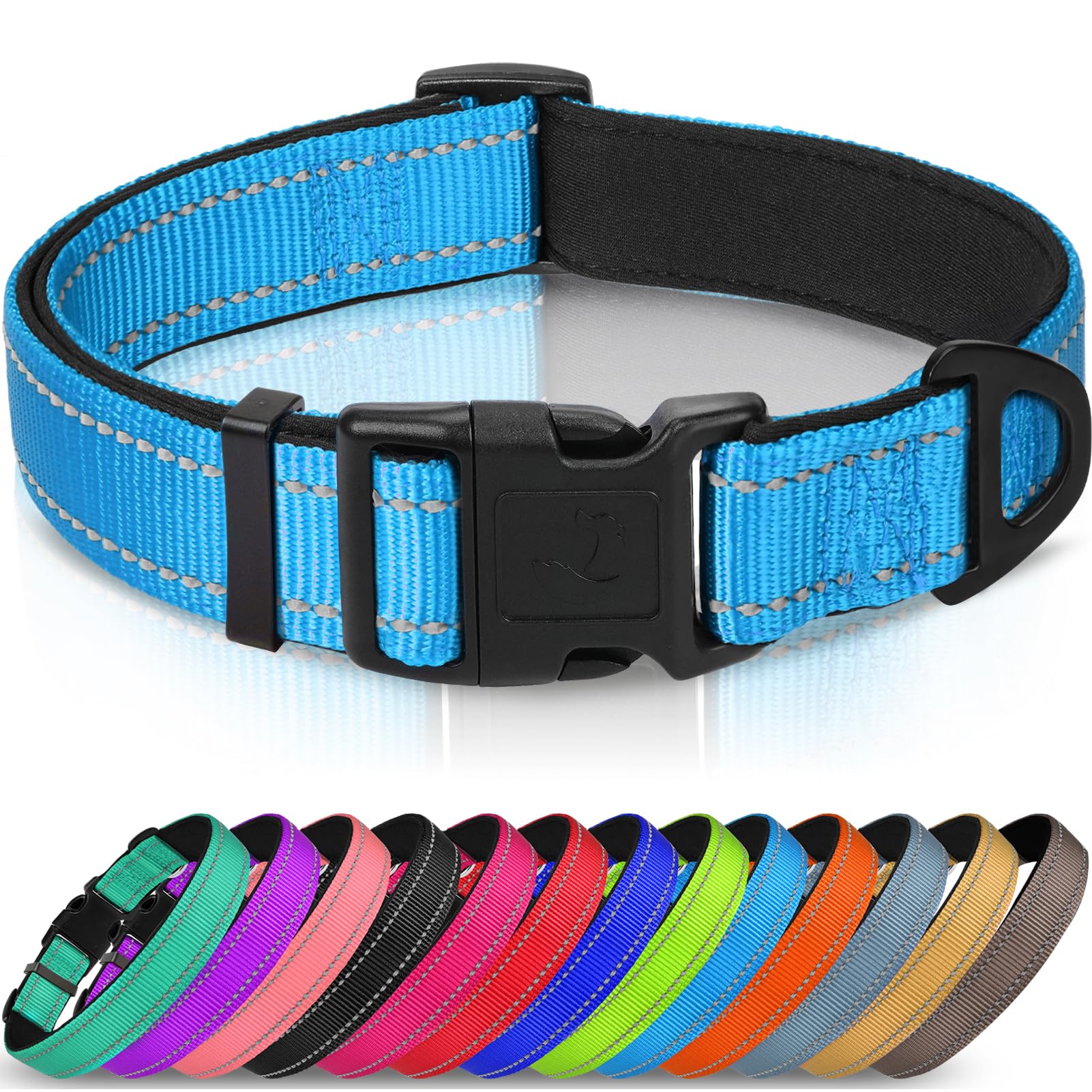 Joytale Reflective Dog Collar,Soft Neoprene Padded Breathable Nylon Pet Collar Adjustable For Extra Large Dogsskyblue,,Xl