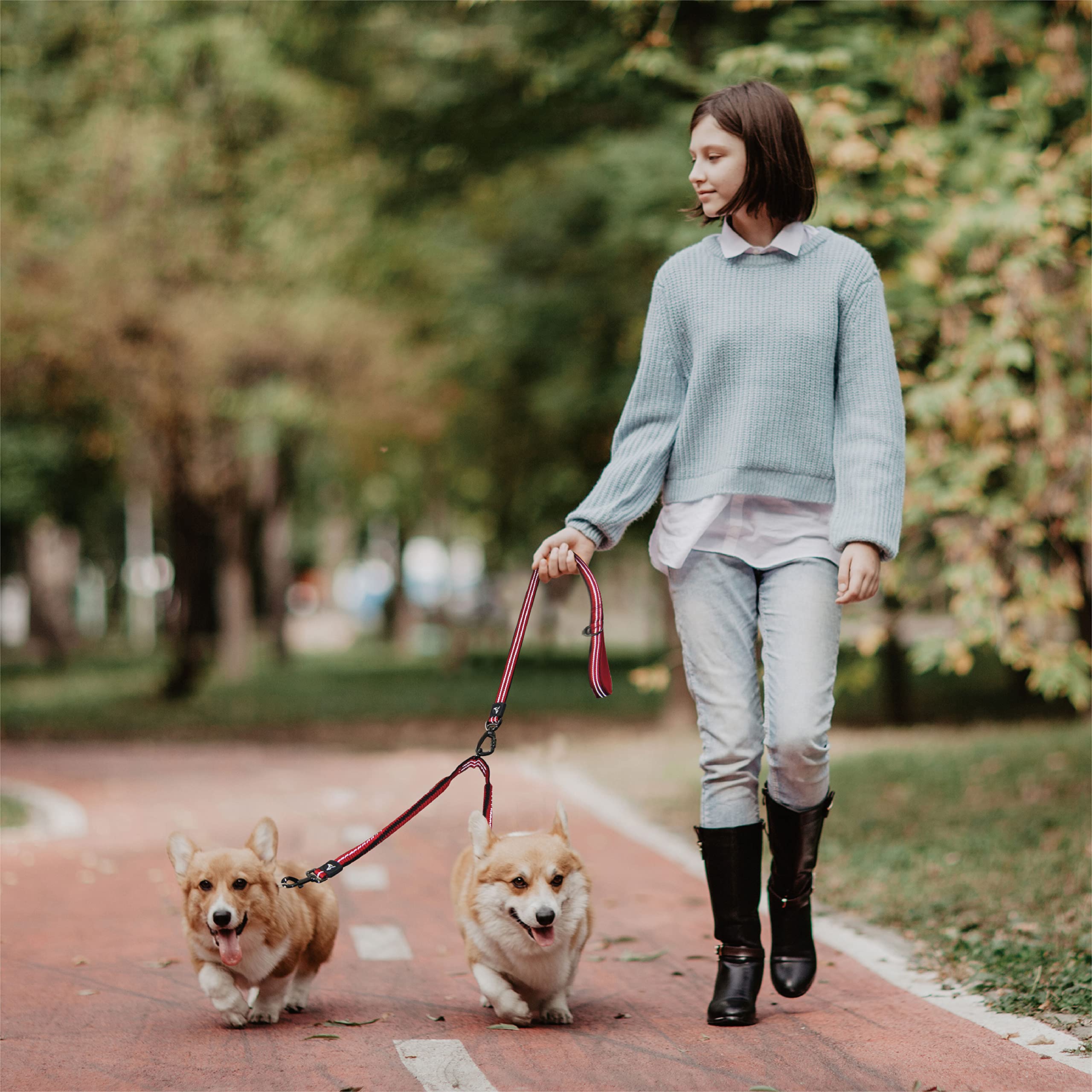 Kruz Double Dog Coupler - Kzvx2-15S - Tangle Free Dog Walking And Training Dual Extension Coupler - Comfortable, Shock Absorbing